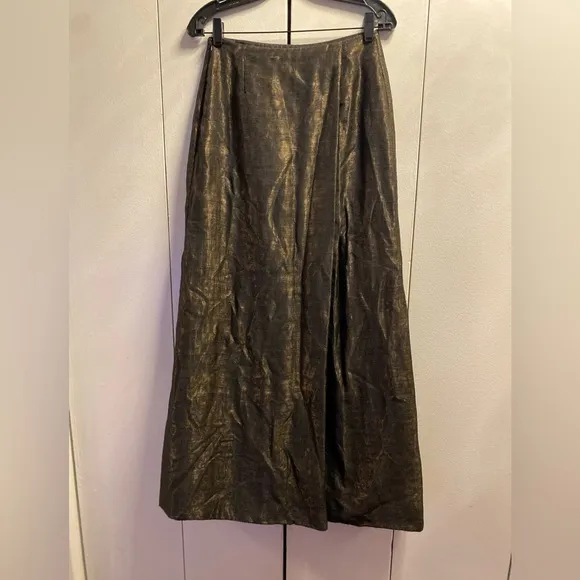 Carmen Marc Valvo Signature Maxi Skirt 8 Women Green Aline Shiny Elegant Party