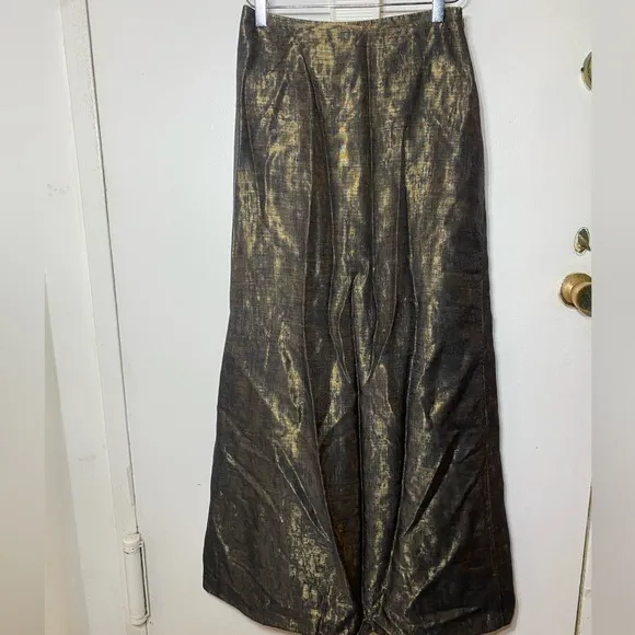 Carmen Marc Valvo Signature Maxi Skirt 8 Women Green Aline Shiny Elegant Party