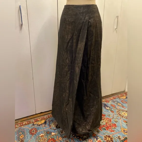 Carmen Marc Valvo Signature Maxi Skirt 8 Women Green Aline Shiny Elegant Party
