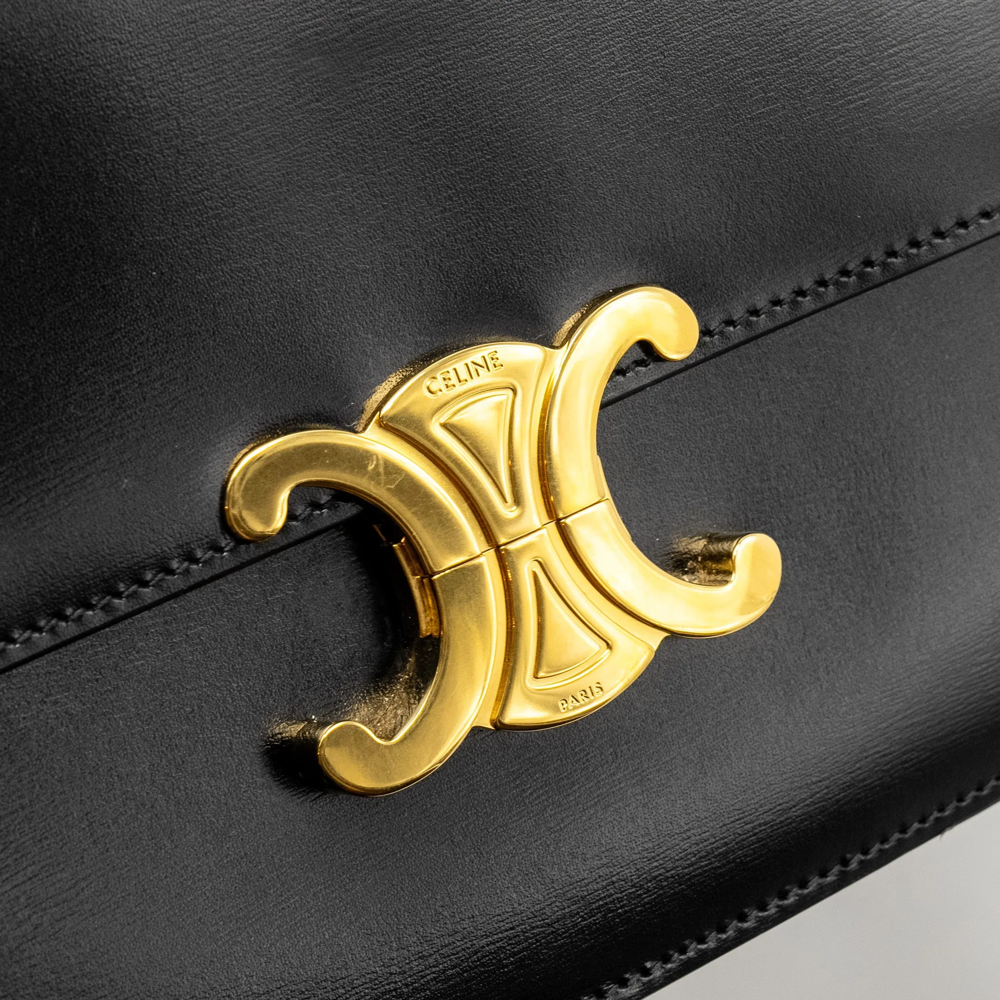 Celine Classic Triomphe Bag Shiny Calfskin Black GHW