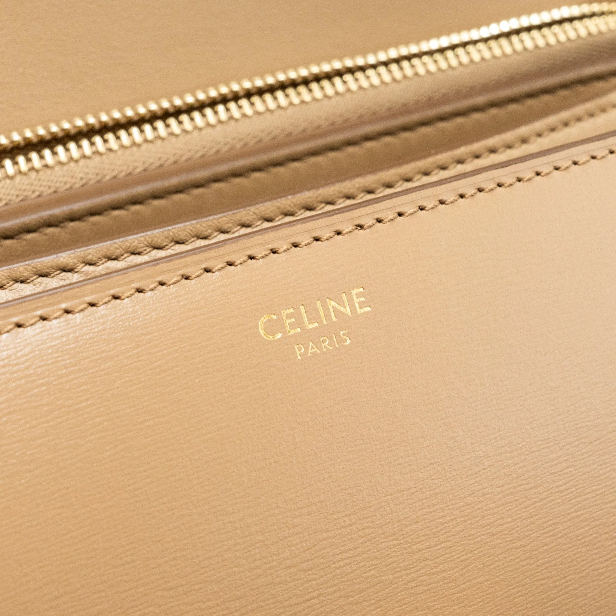 Celine medium classic box bag Calfskin Beige GHW