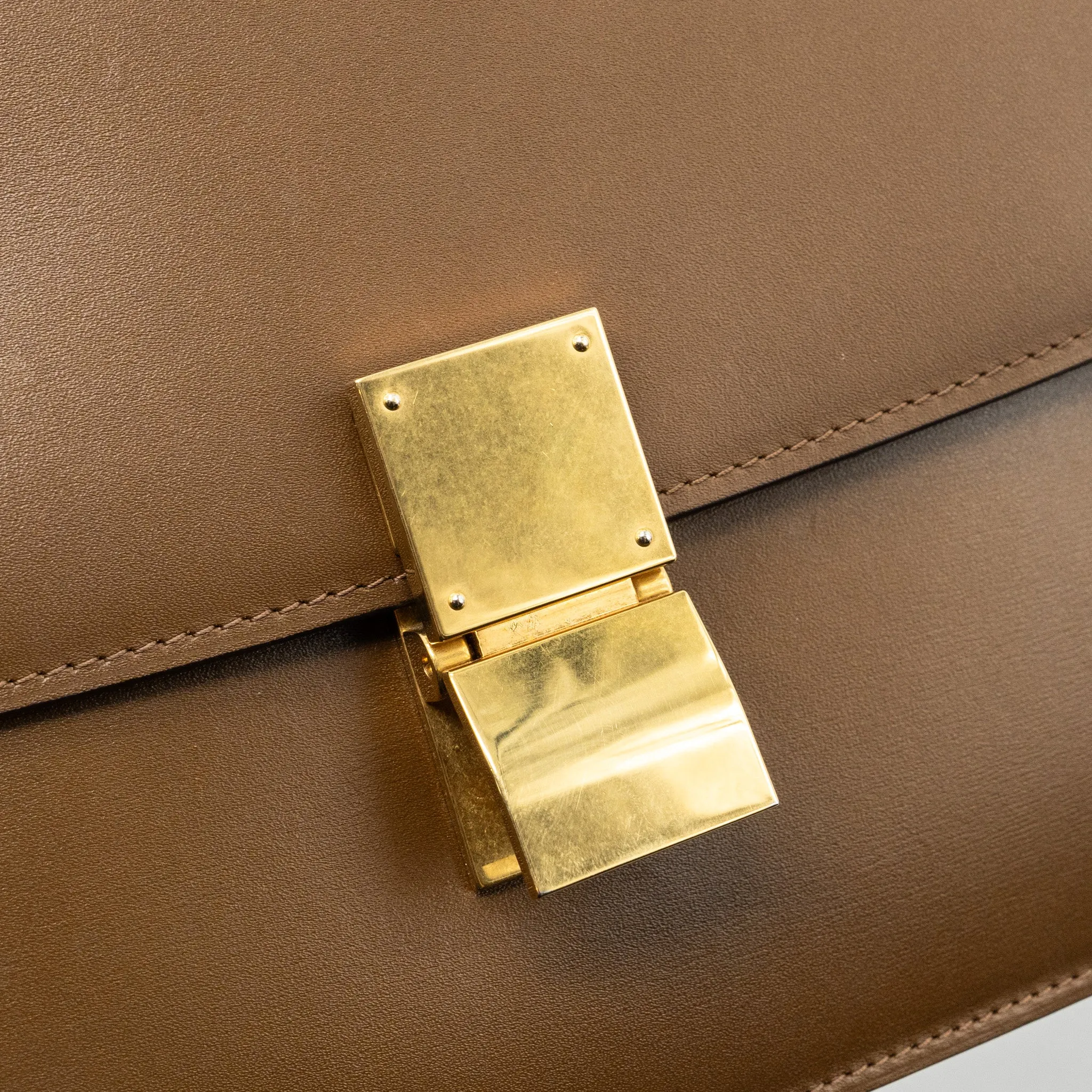 Celine medium classic box bag calfskin camel GHW