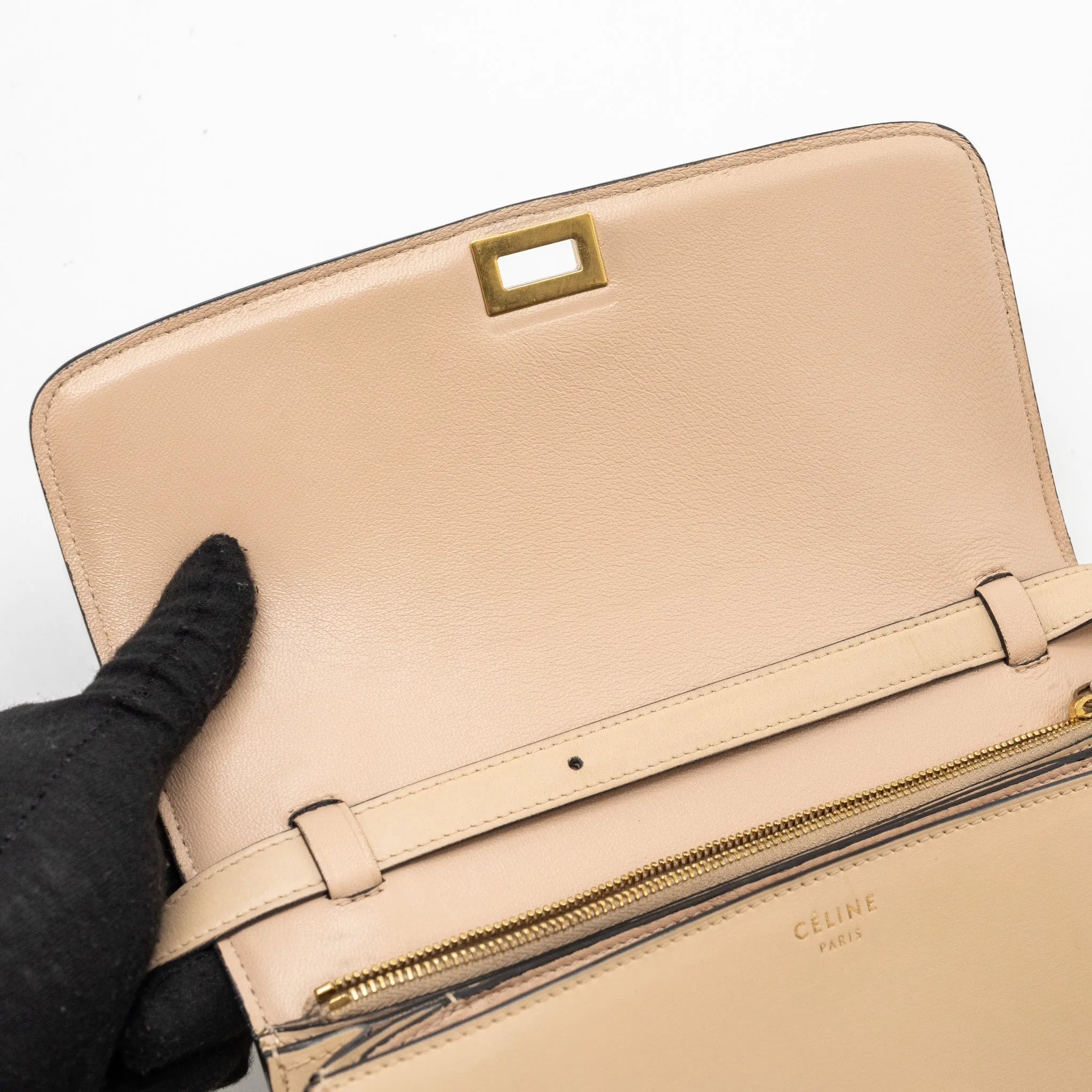 Celine Medium classic box bag calfskin light pink GHW