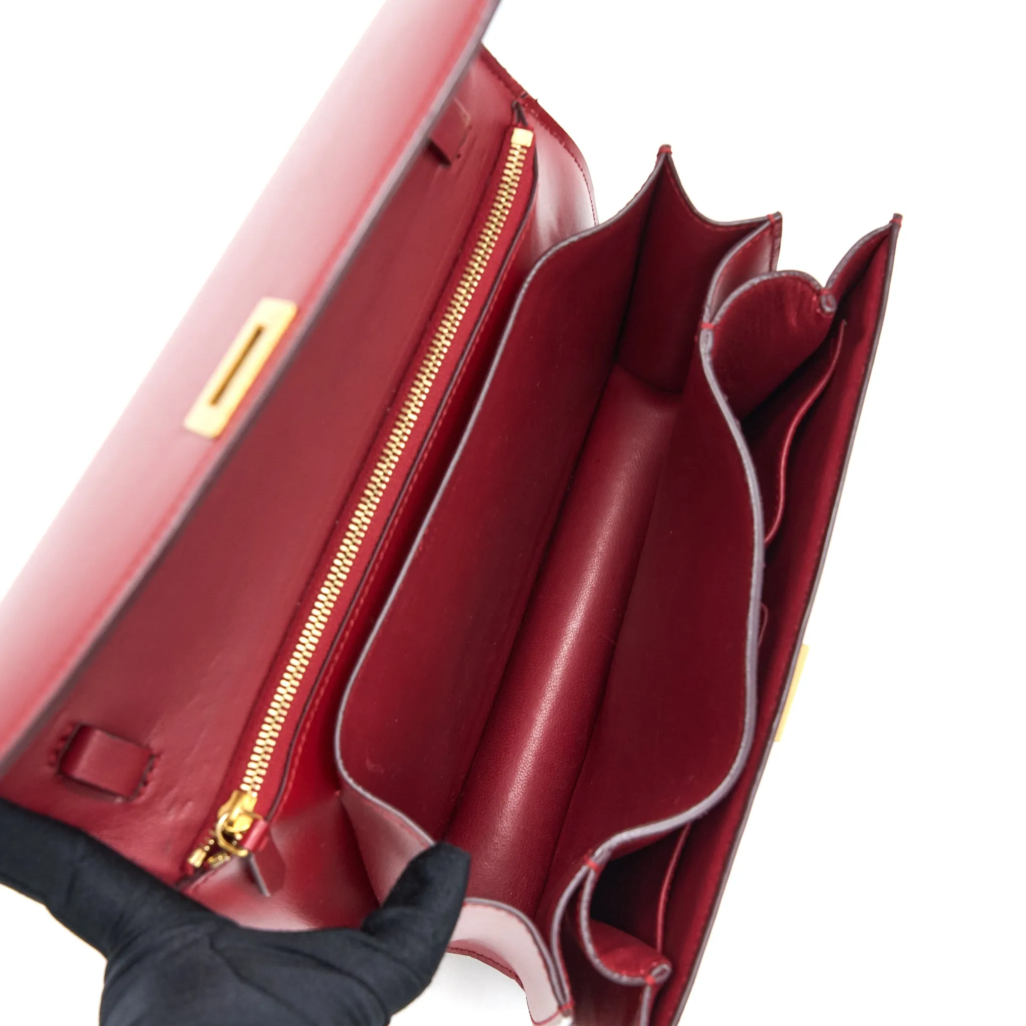 Celine Medium Classic Box Calfskin Red Brushed GHW