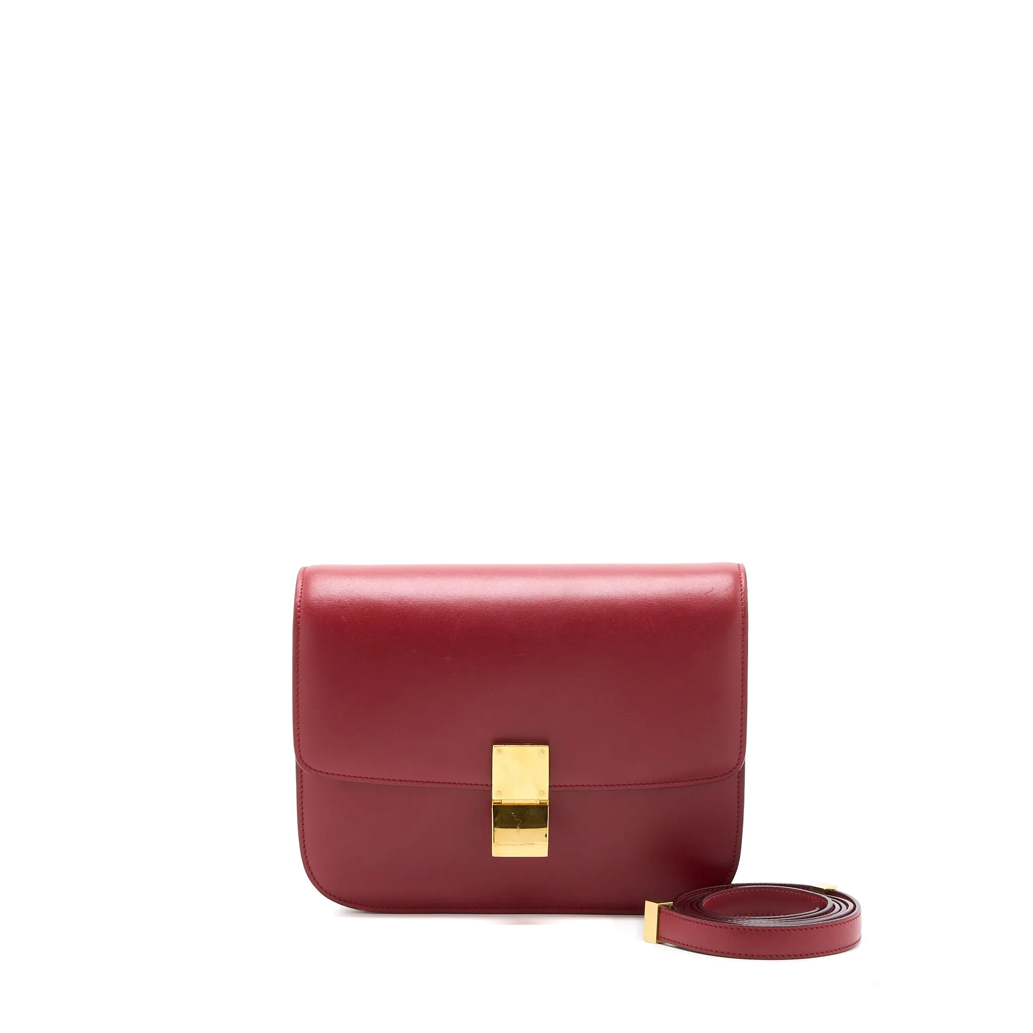 Celine Medium Classic Box Calfskin Red GHW