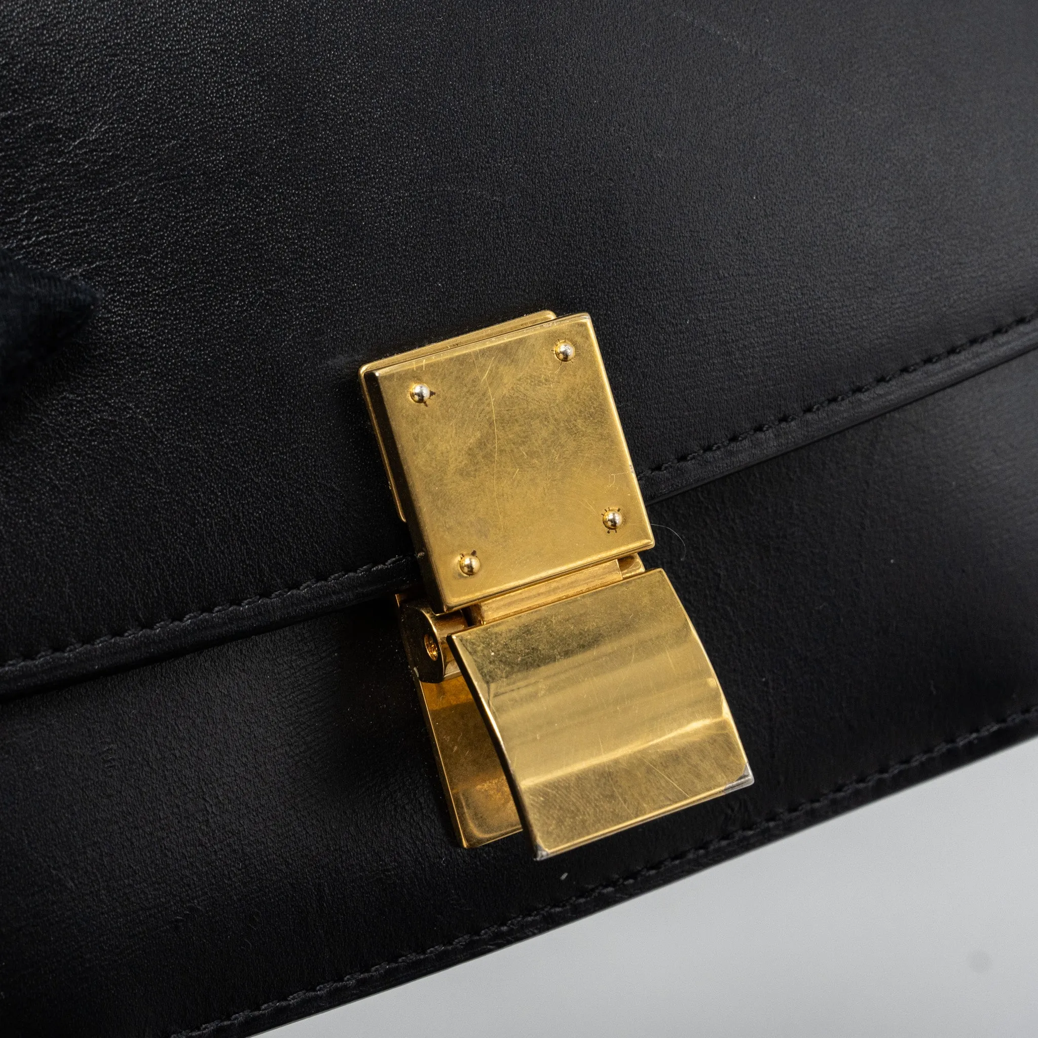 Celine mini classic box bag calfskin Black GHW