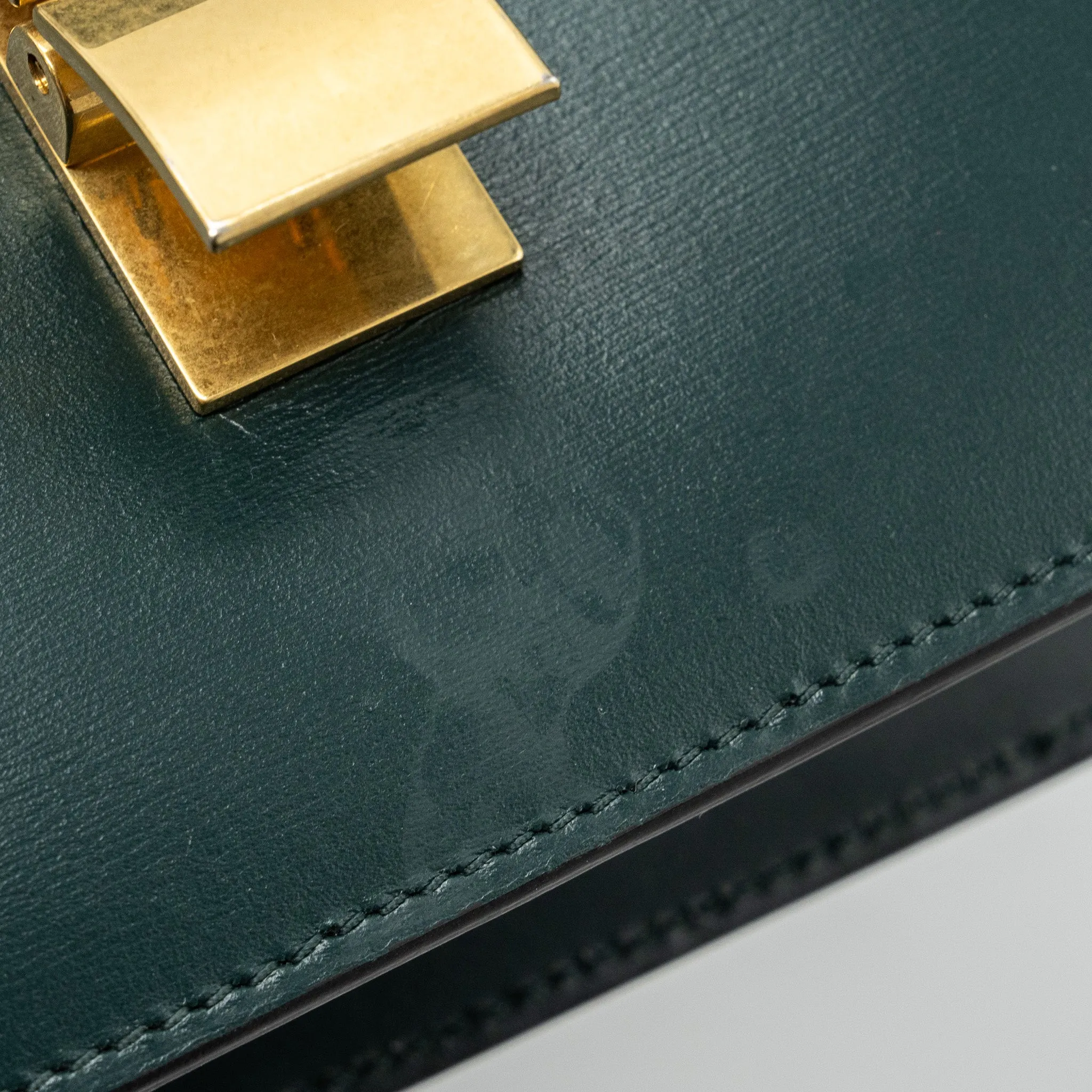 Celine Teen classic box bag calfskin dark green GHW