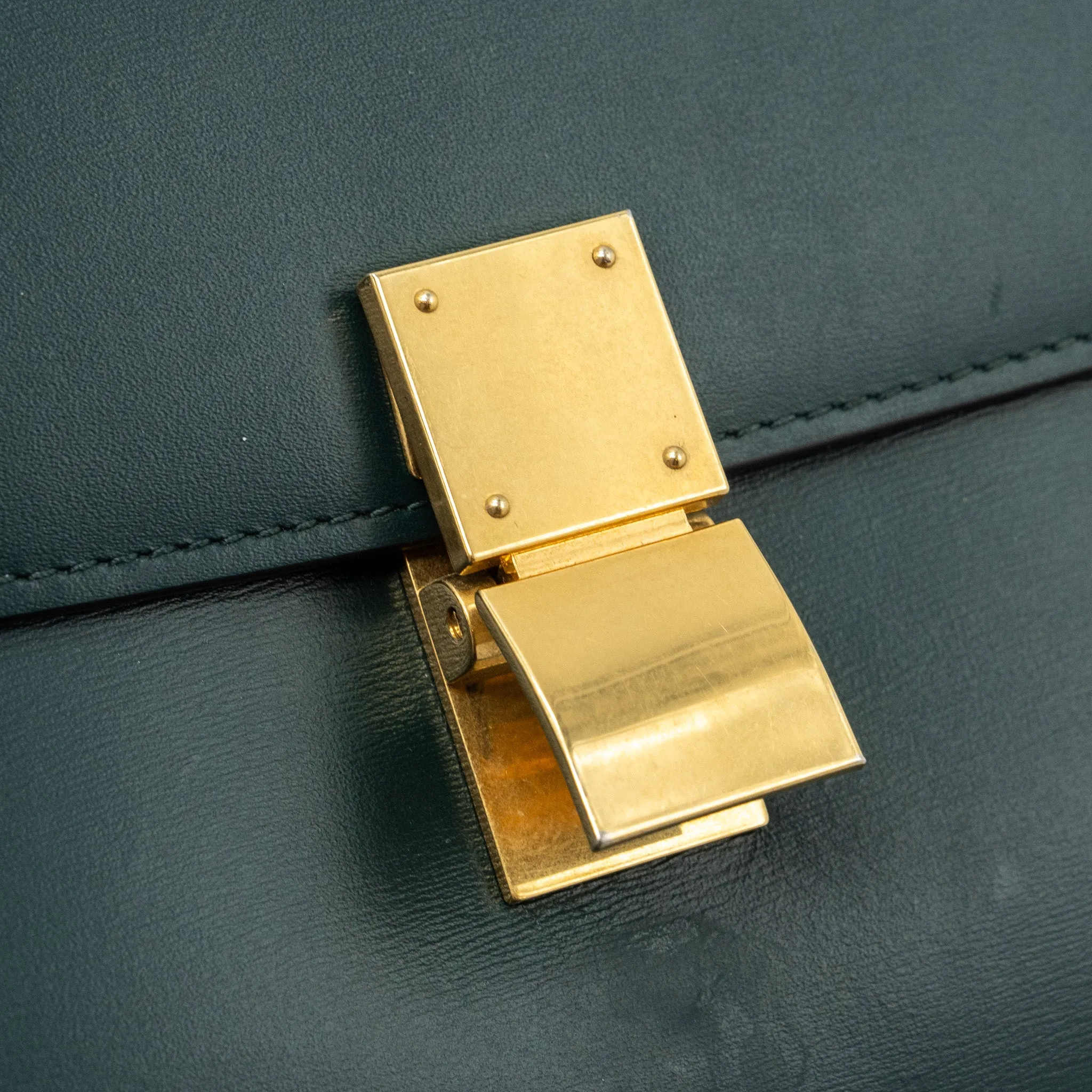 Celine Teen classic box bag calfskin dark green GHW