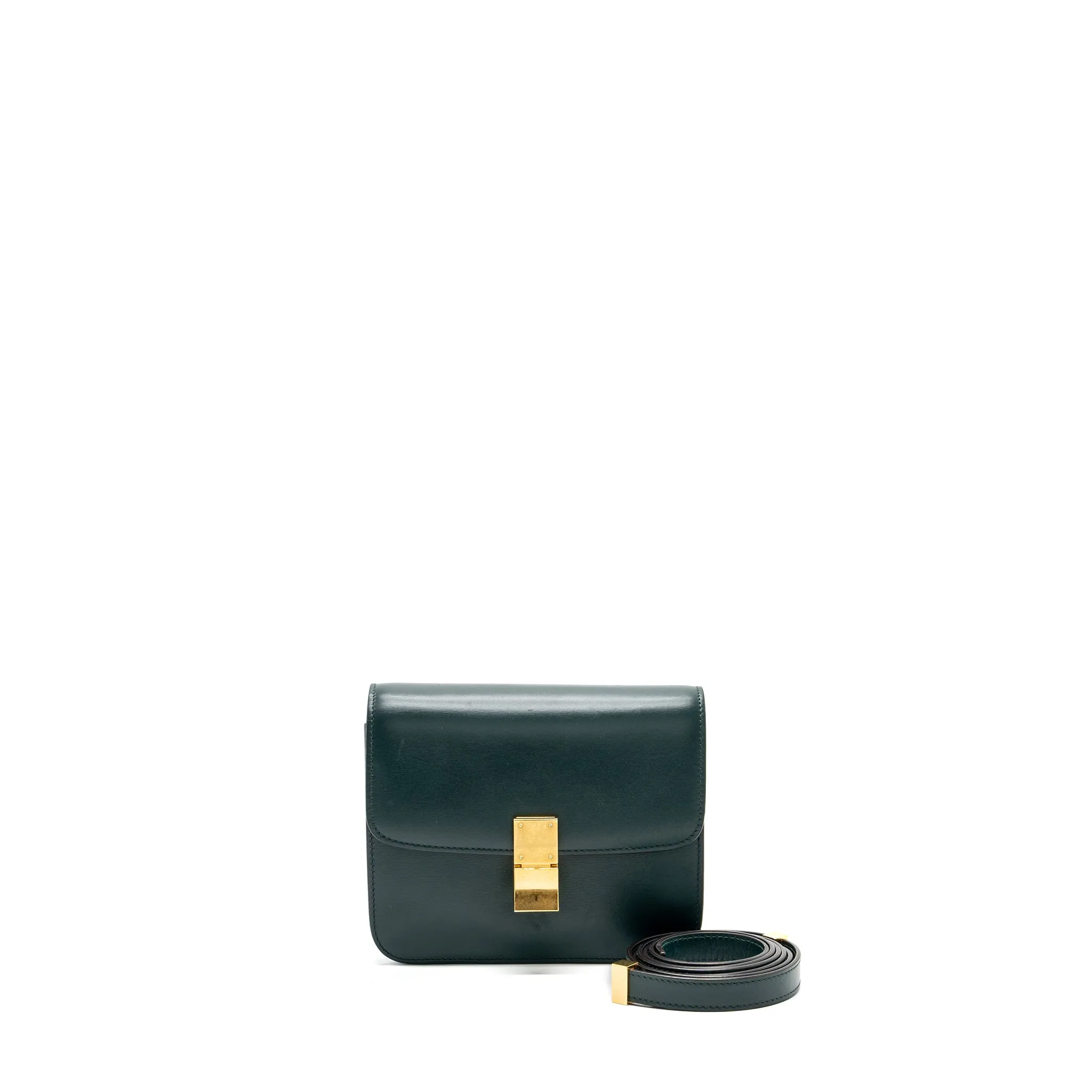 Celine Teen classic box bag calfskin dark green GHW