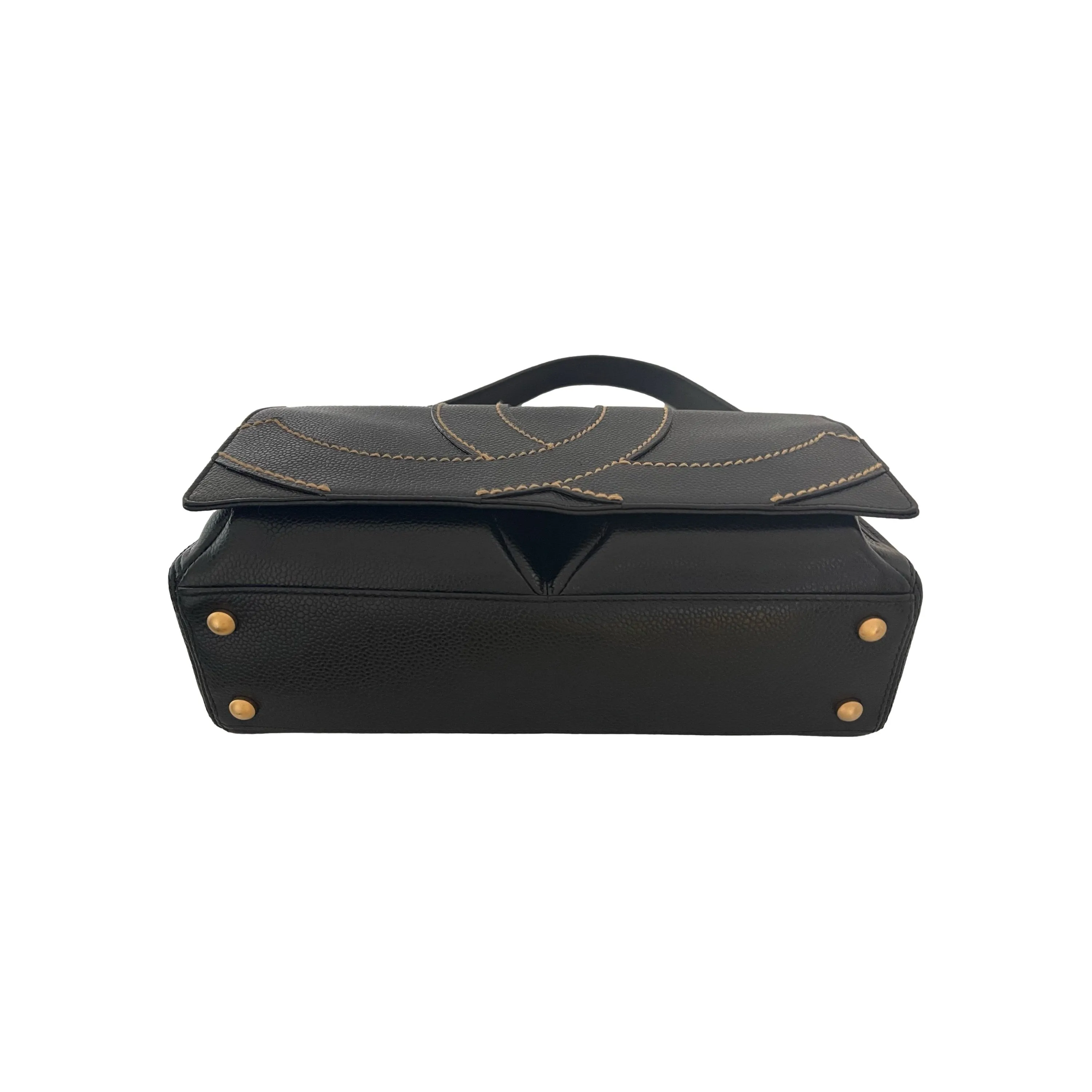 Chanel Black Caviar Logo Shoulder Bag
