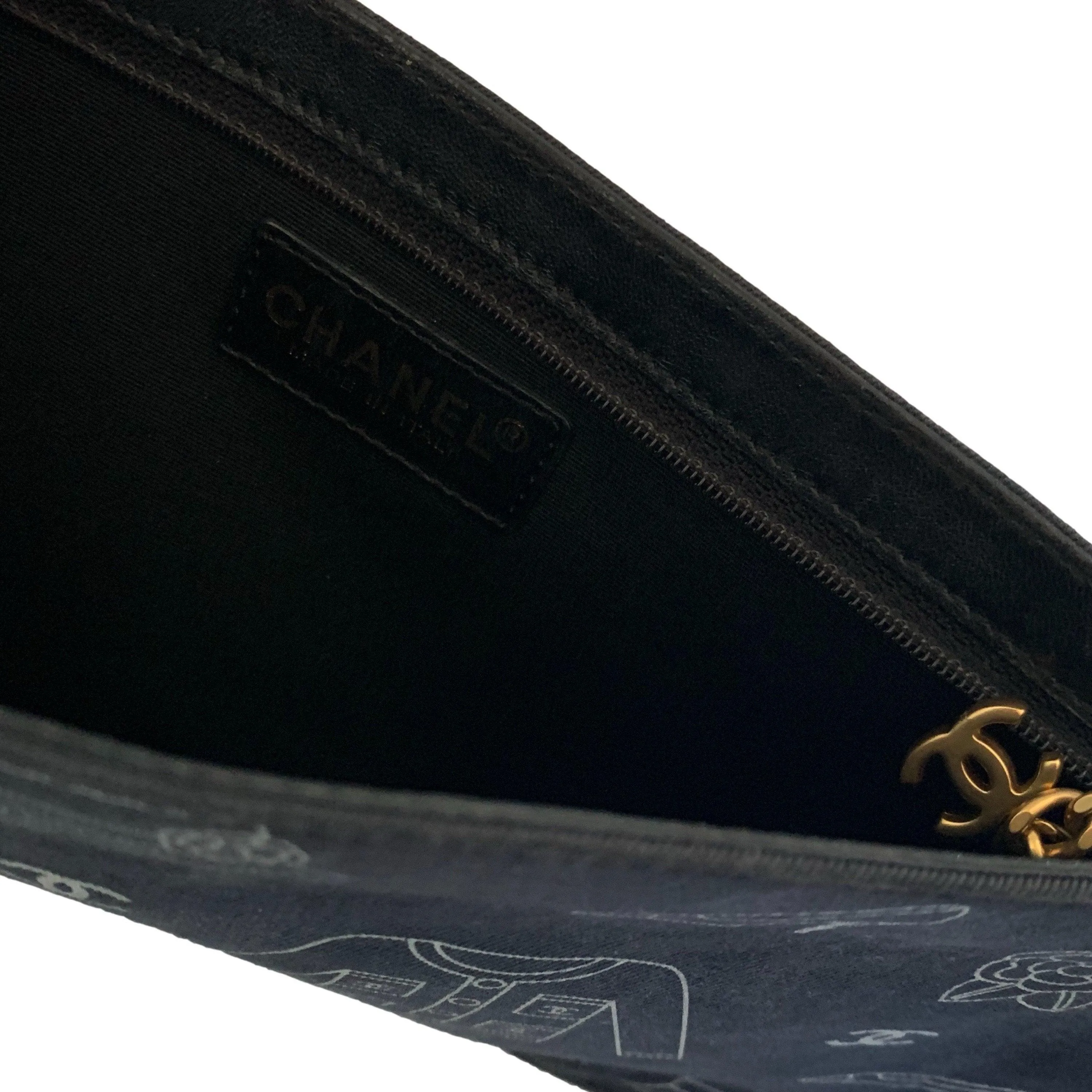 Chanel Black Icon Print Canvas Shoulder Bag