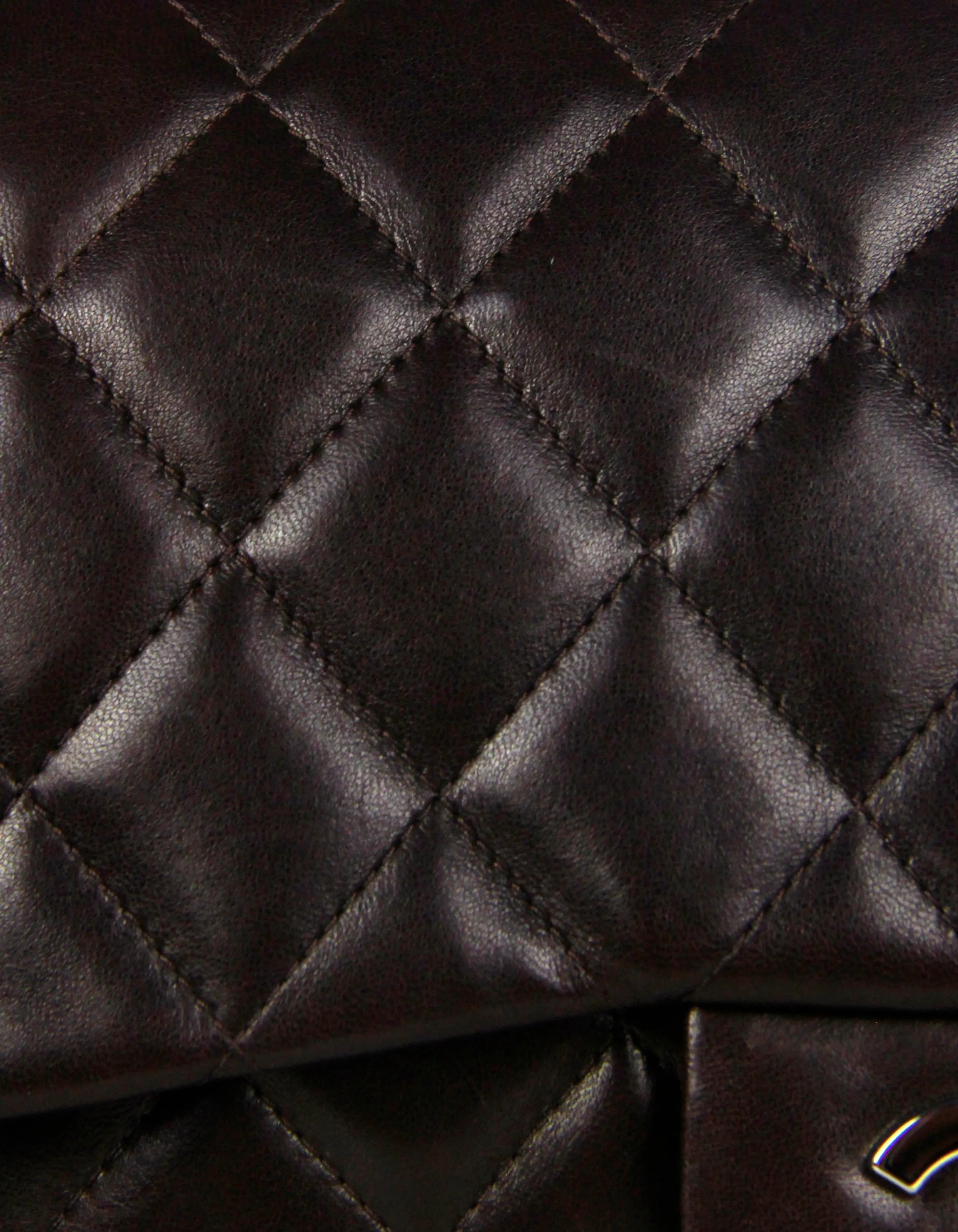 Chanel Brown Lambskin Quilted Single Flap Jumbo Classic Bag