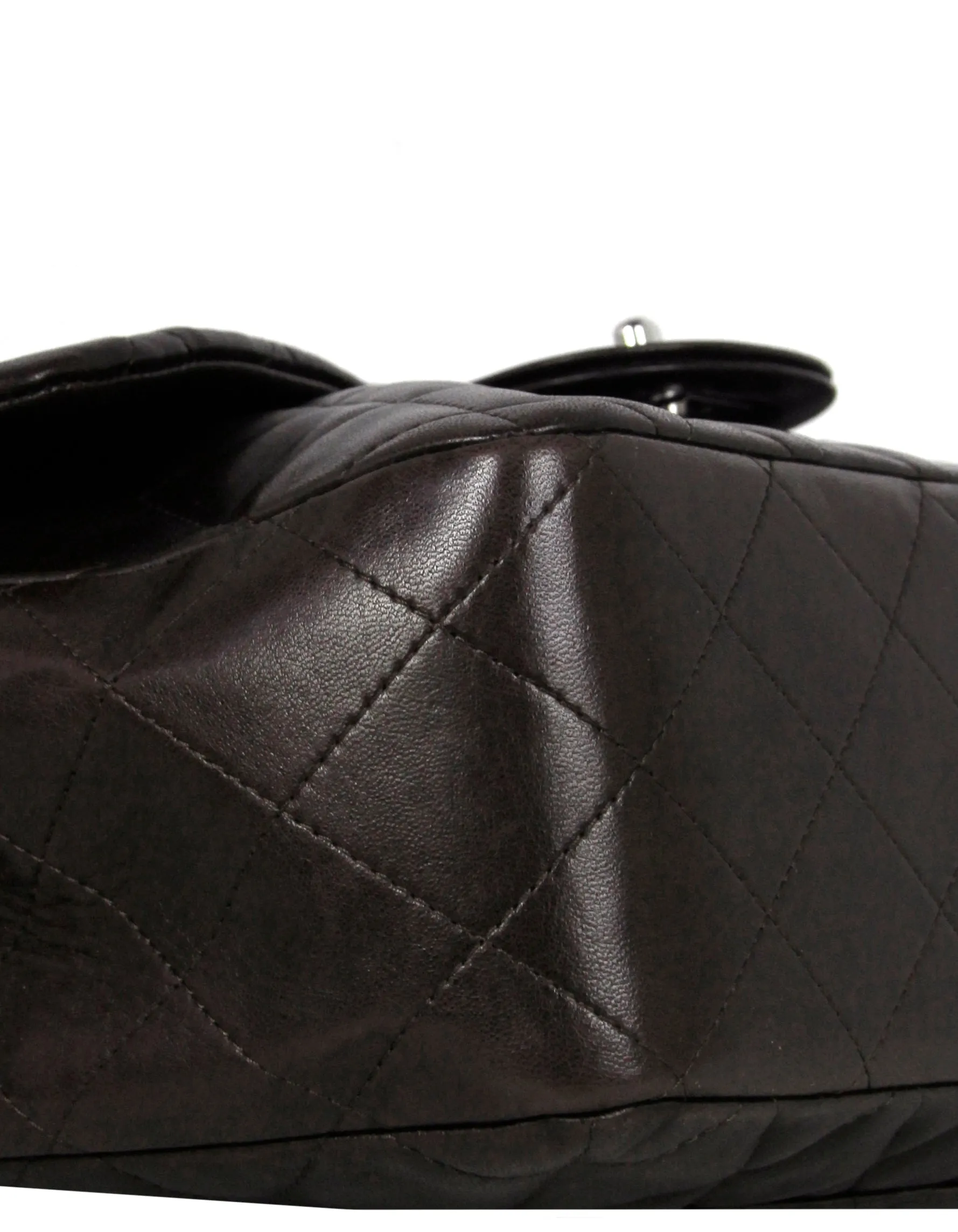 Chanel Brown Lambskin Quilted Single Flap Jumbo Classic Bag