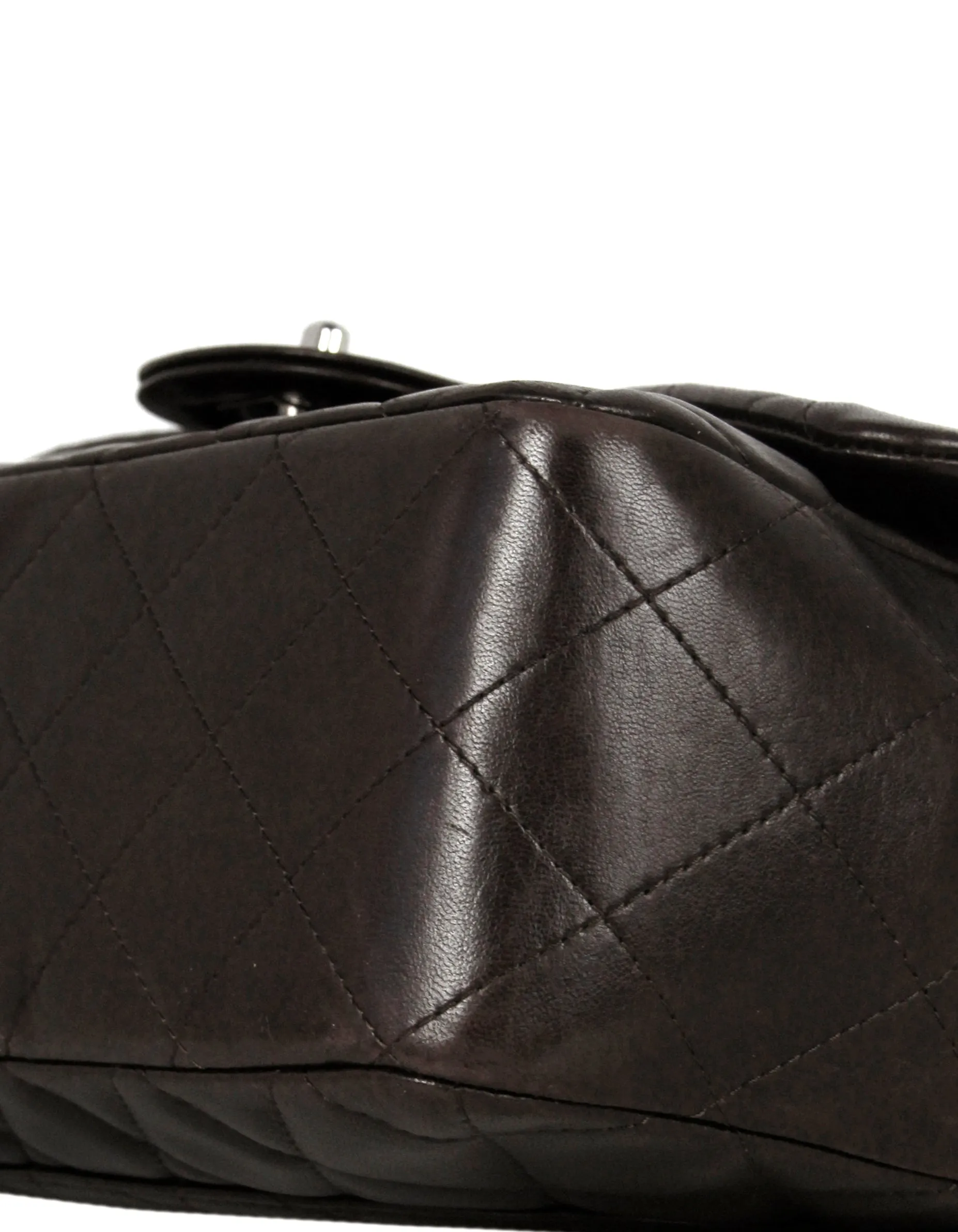 Chanel Brown Lambskin Quilted Single Flap Jumbo Classic Bag
