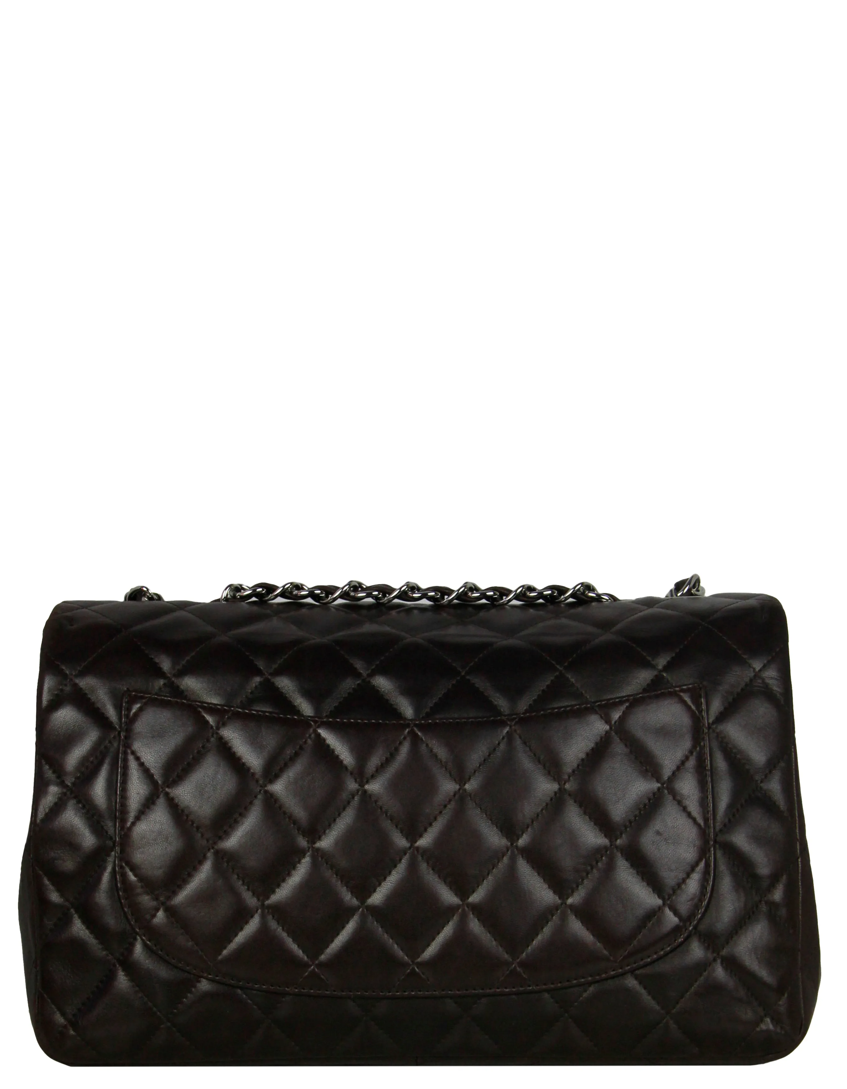 Chanel Brown Lambskin Quilted Single Flap Jumbo Classic Bag
