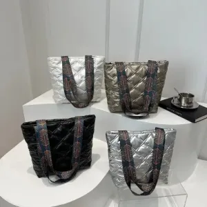 Chic Strap Quilted Handbag with Stylish Leather Printed Strap
