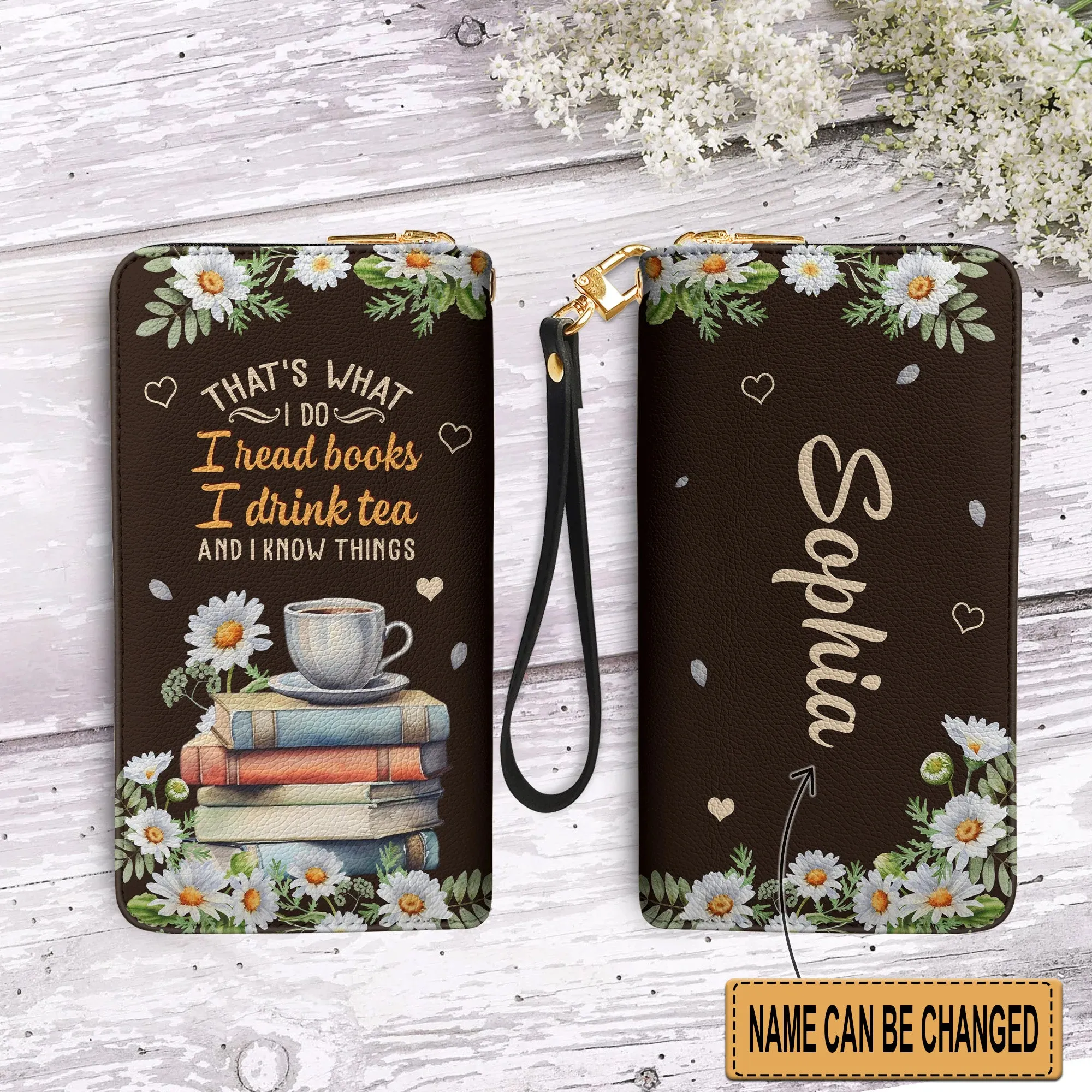 Christianartbag Clutch Purse, Thats What I Do I Read Books I Drink Tea And I Know Things Clutch Purse For Women, Personalized Name, Christian Gifts For Women, CAB01050124.