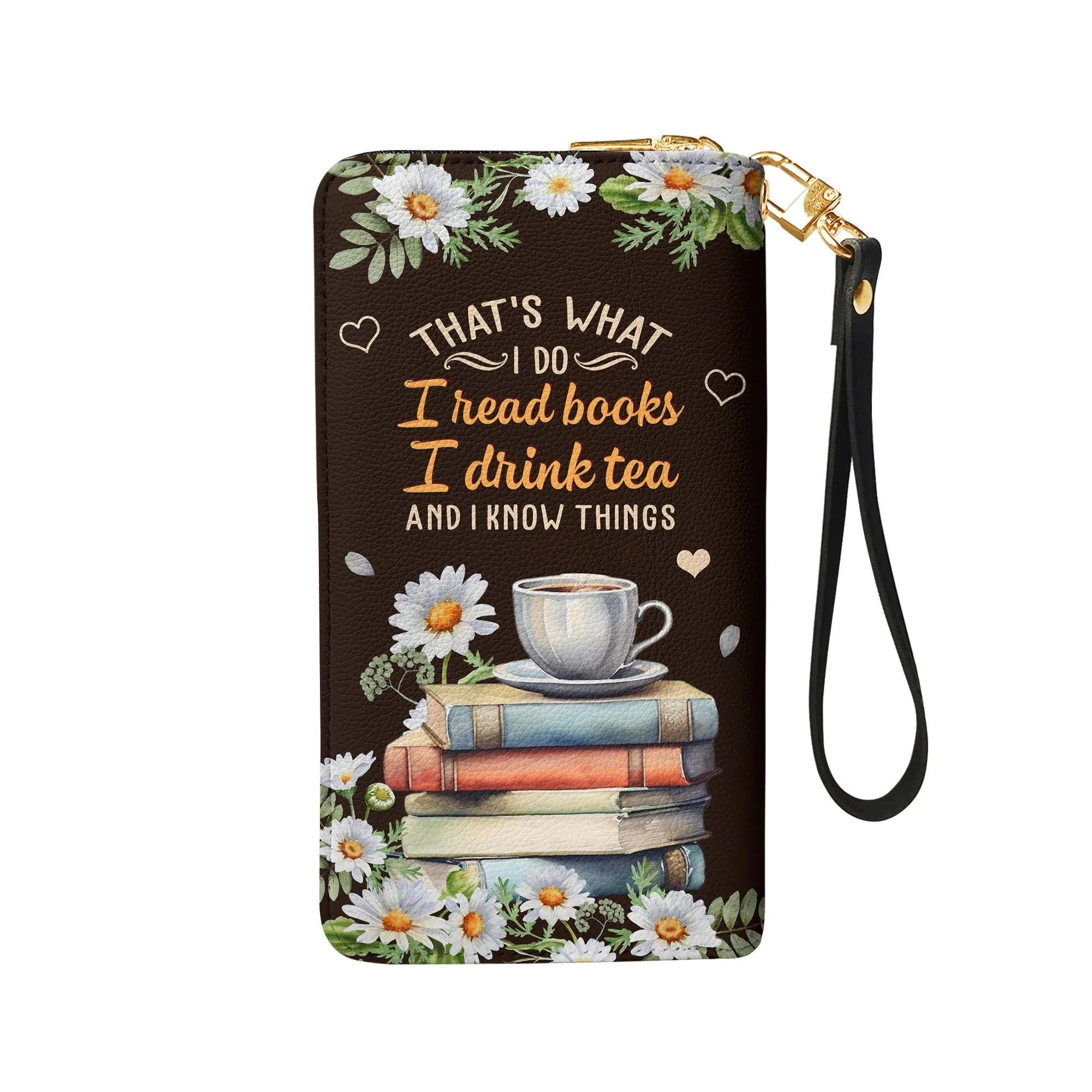 Christianartbag Clutch Purse, Thats What I Do I Read Books I Drink Tea And I Know Things Clutch Purse For Women, Personalized Name, Christian Gifts For Women, CAB01050124.