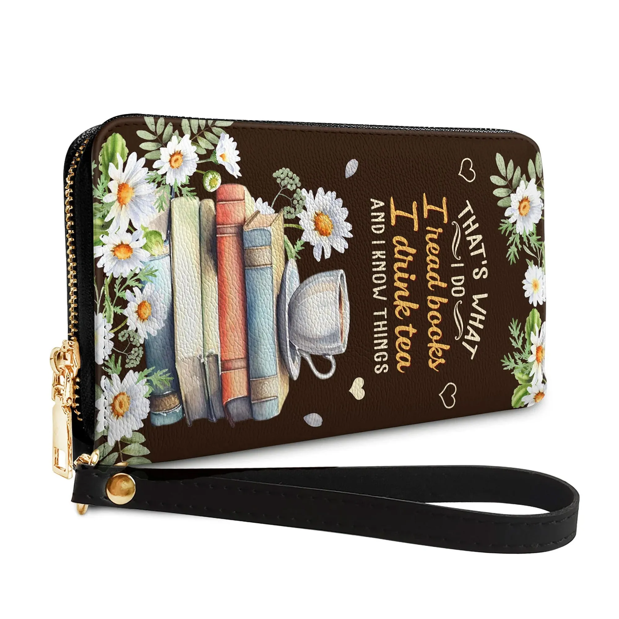 Christianartbag Clutch Purse, Thats What I Do I Read Books I Drink Tea And I Know Things Clutch Purse For Women, Personalized Name, Christian Gifts For Women, CAB01050124.