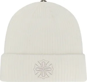Chrome Hearts "Leather Plus Cross Patch" Beanie White
