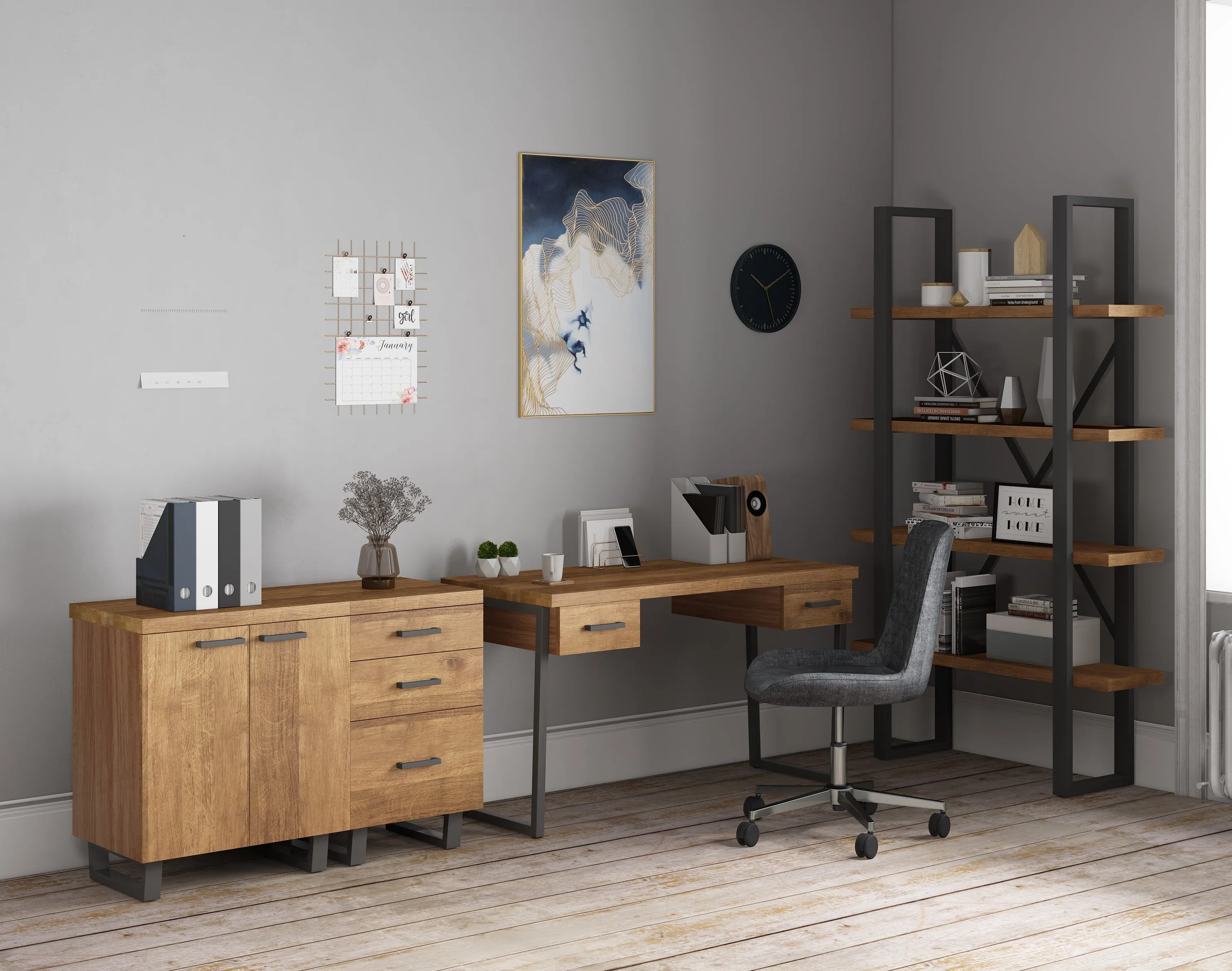 Classic Fusion Oak 4 Drawer Office Chest FS4C