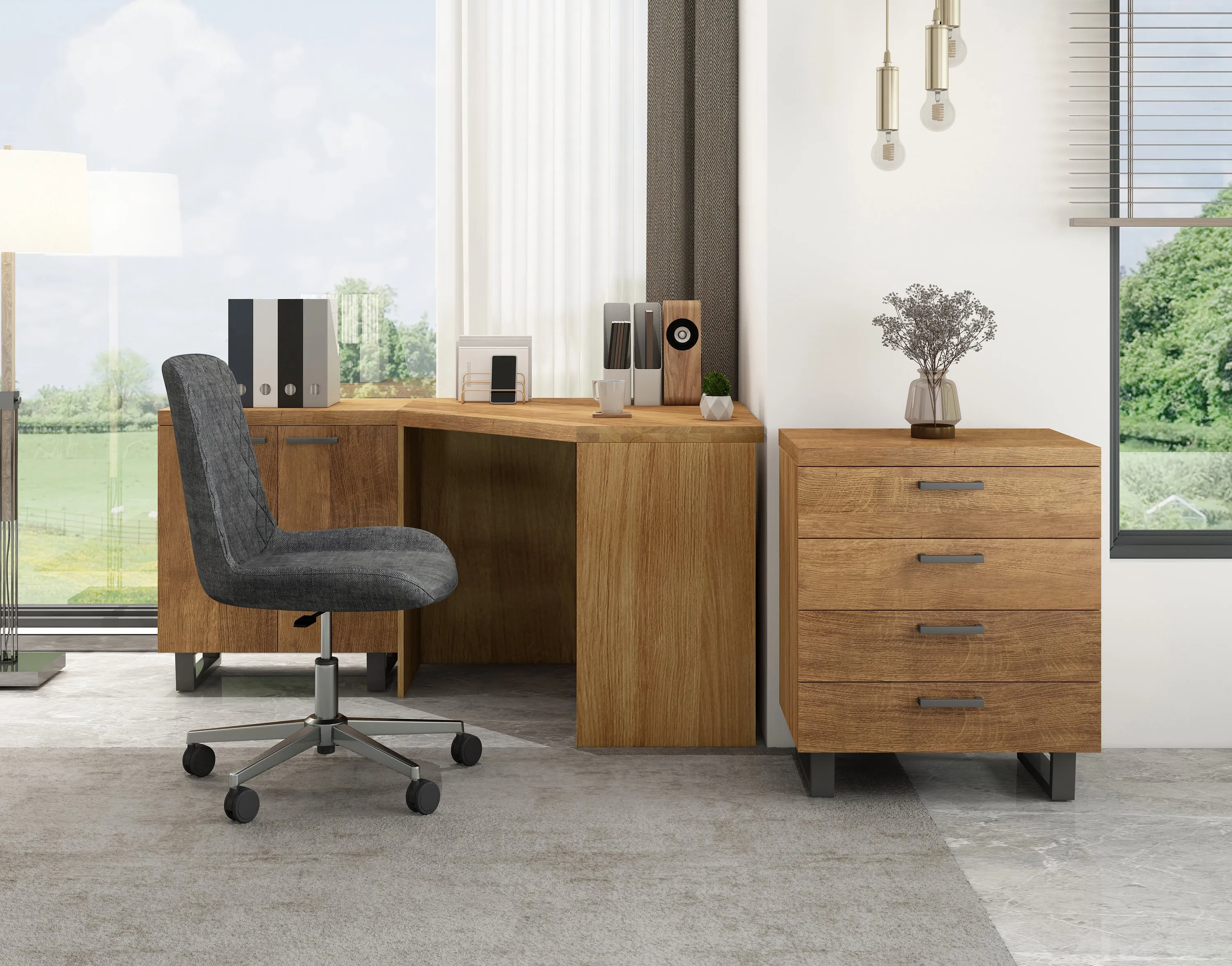 Classic Fusion Oak 4 Drawer Office Chest FS4C