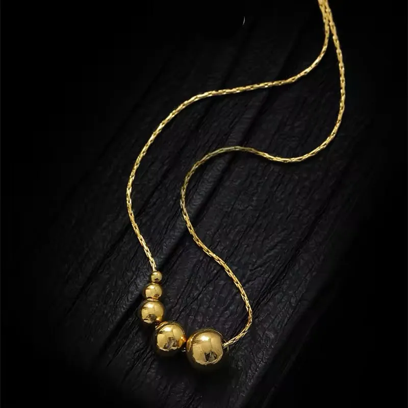 Creatively Stainless Steel Gold Color Mini Ball Beads Pendant Necklace