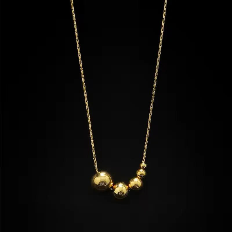 Creatively Stainless Steel Gold Color Mini Ball Beads Pendant Necklace
