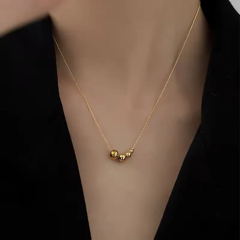 Creatively Stainless Steel Gold Color Mini Ball Beads Pendant Necklace