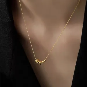 Creatively Stainless Steel Gold Color Mini Ball Beads Pendant Necklace