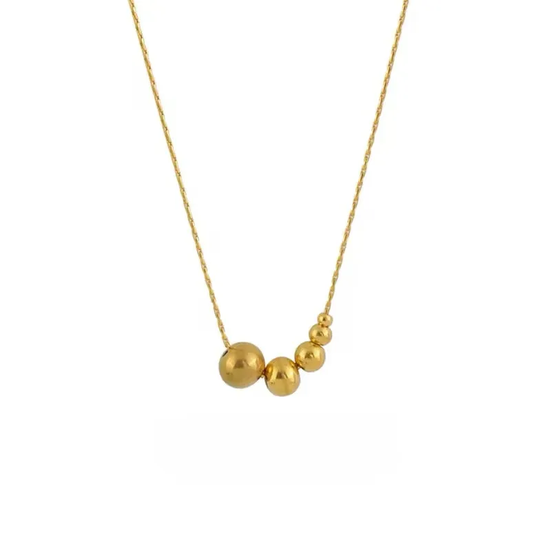 Creatively Stainless Steel Gold Color Mini Ball Beads Pendant Necklace