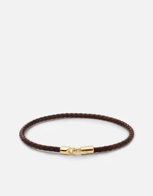 Cruz Leather Bracelet, Gold Vermeil