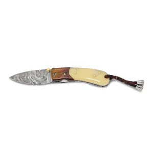 Damascus Steel 256 Layer Camel Bone Handle Folding Blade Knife
