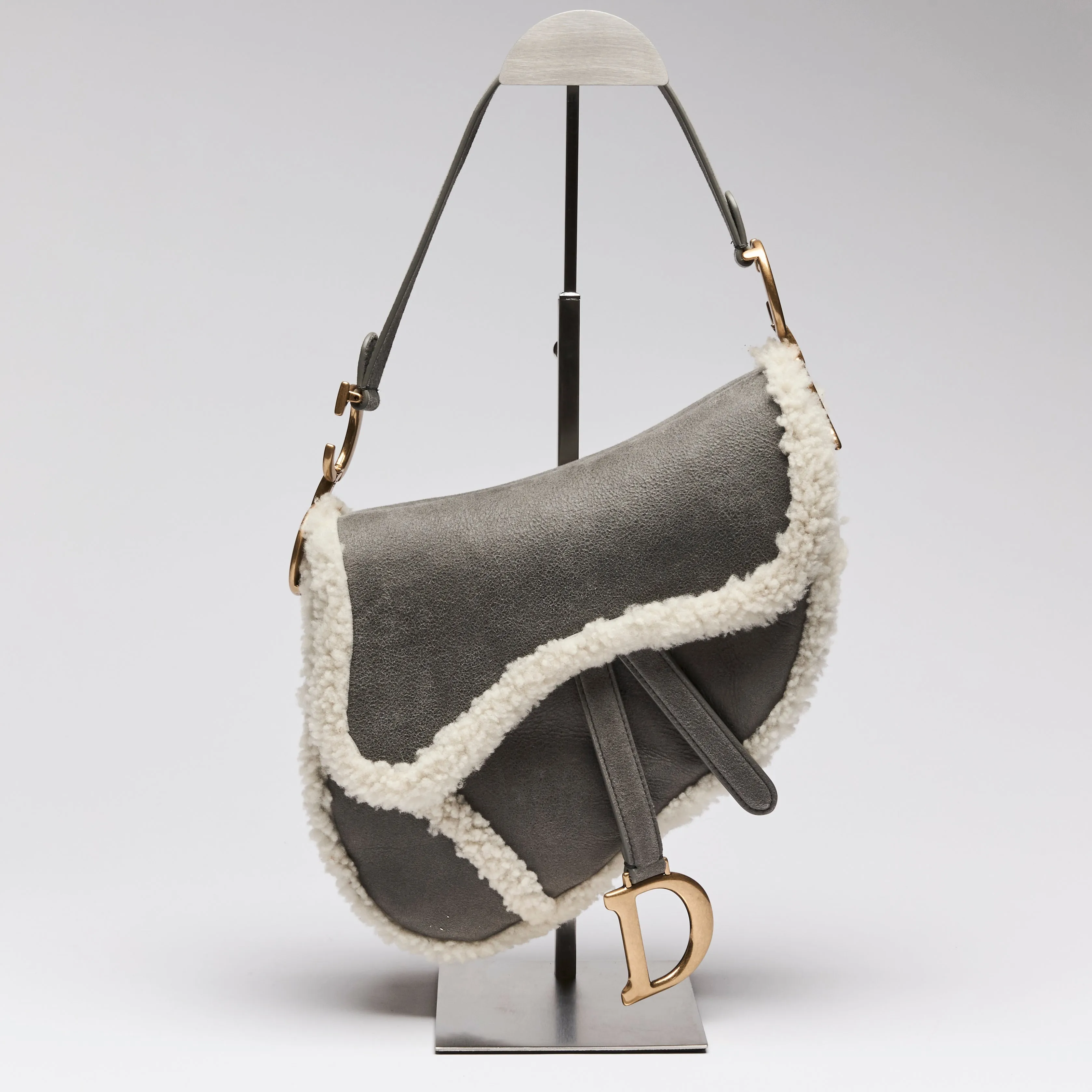 Dior Suede and Shearling Saddle Bag