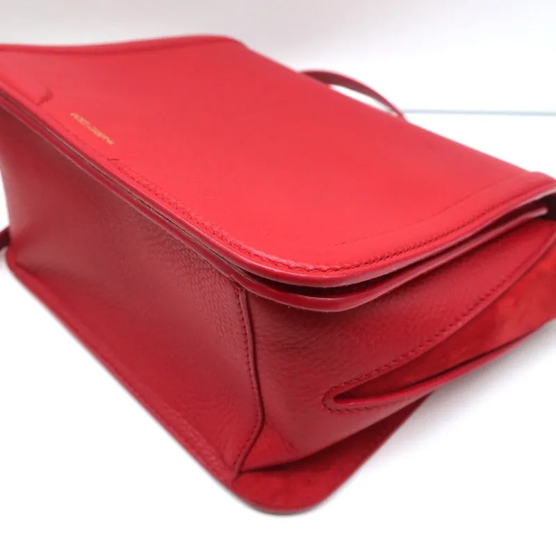 Dolce & Gabbana Flap Bag Red Grained Leather & Suede Medium Crossbody