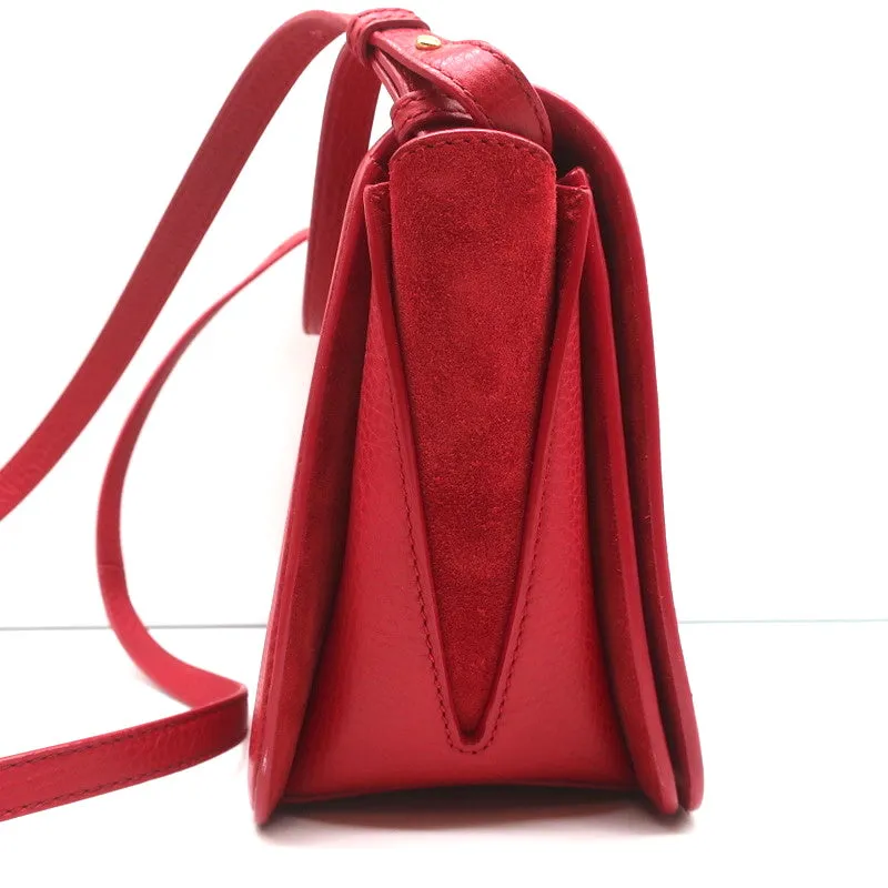 Dolce & Gabbana Flap Bag Red Grained Leather & Suede Medium Crossbody