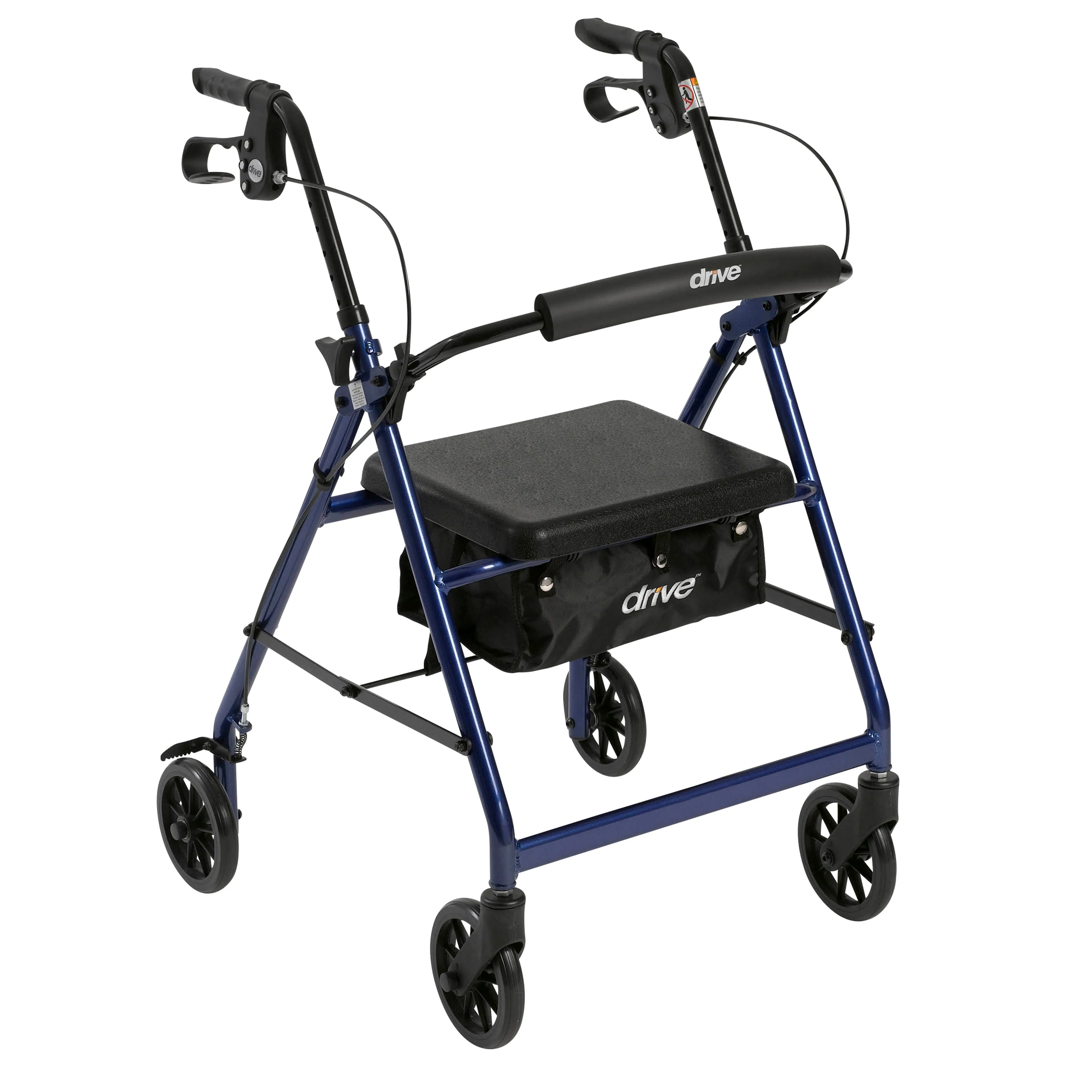 Drive Medical Rollator Rolling Walker with 6" Wheels, Fold Up Removable Back Support and Padded Seat, Blue