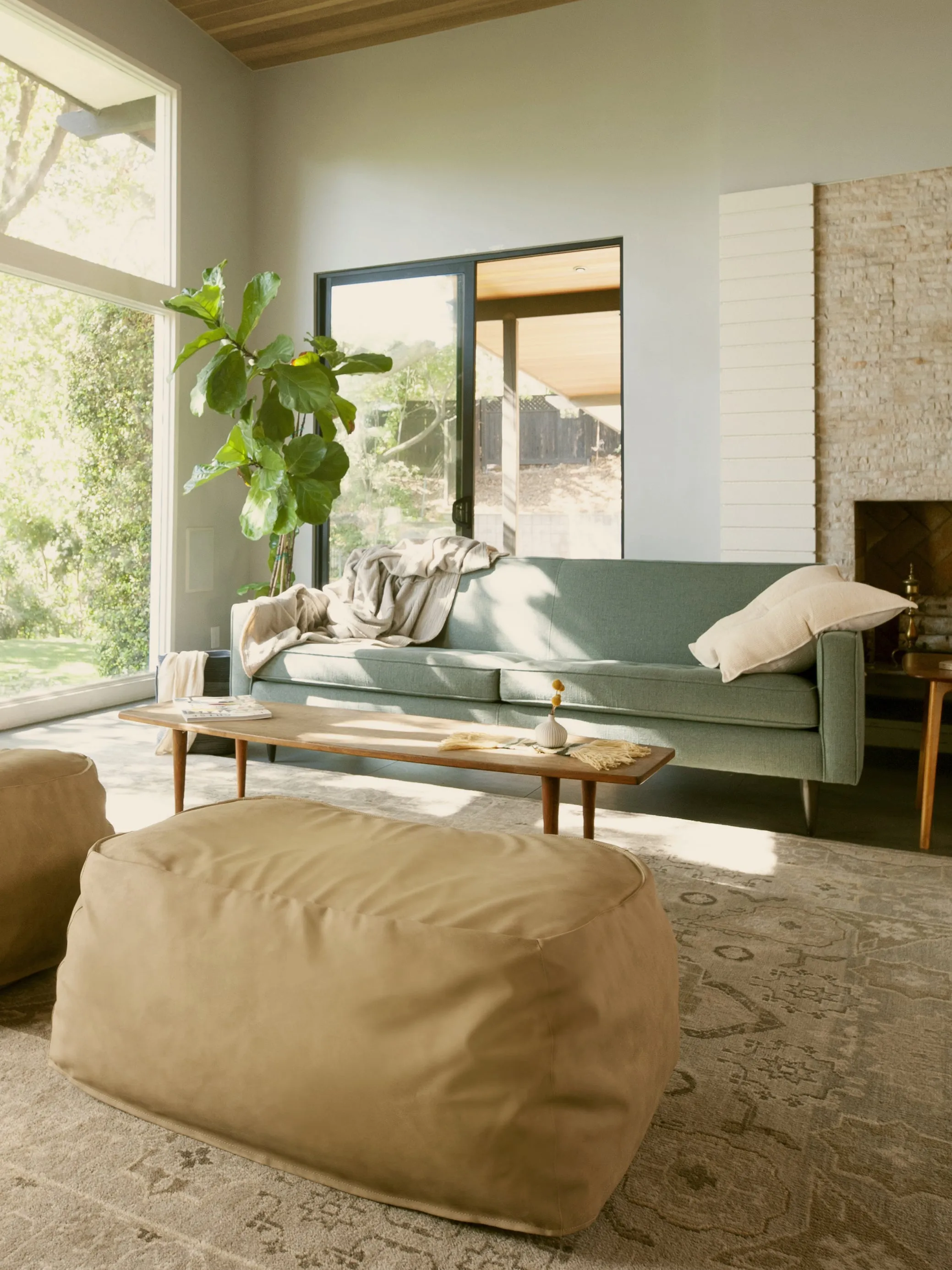 Dune Ottoman Vegan Leather - Tan