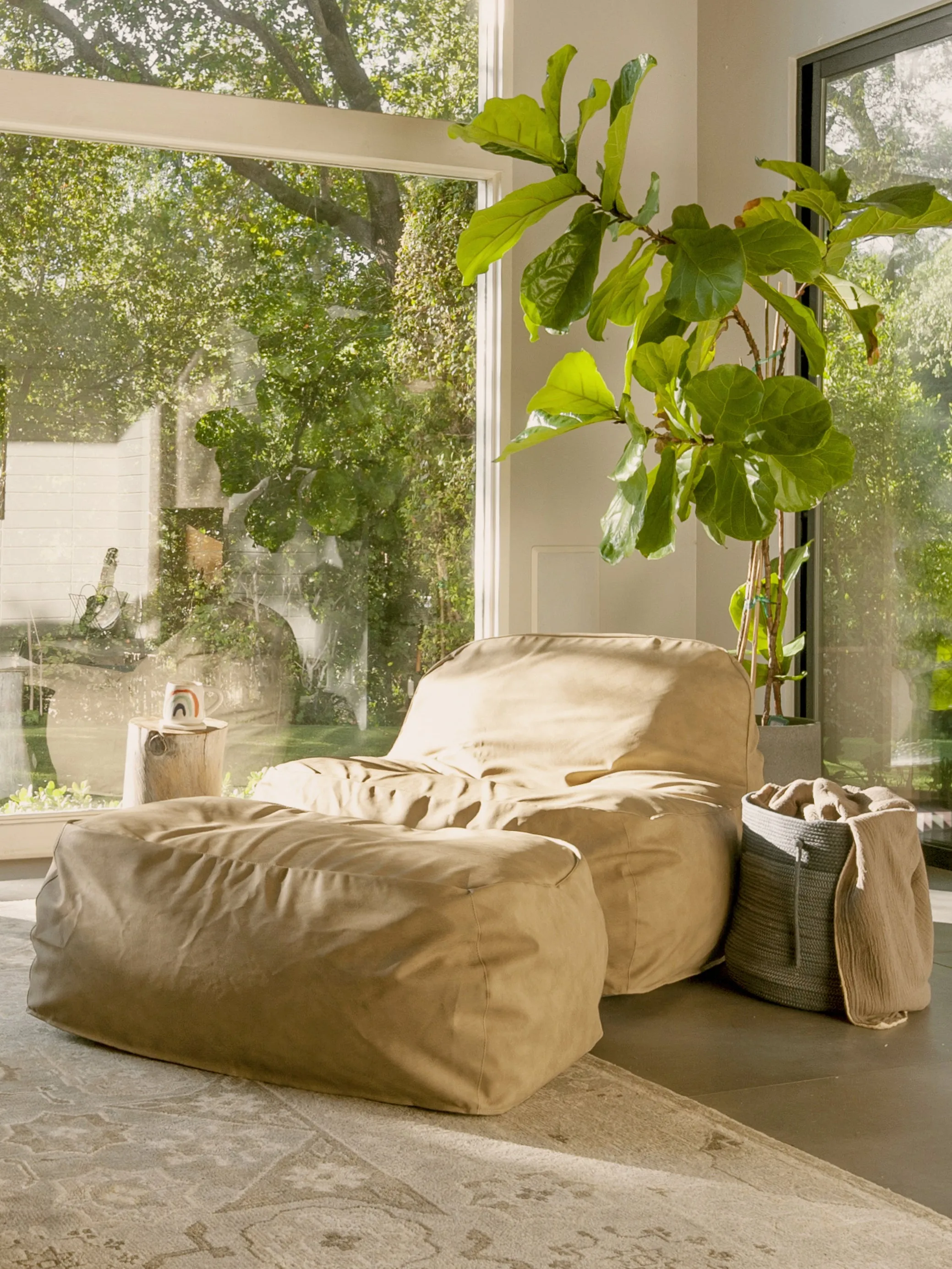 Dune Ottoman Vegan Leather - Tan