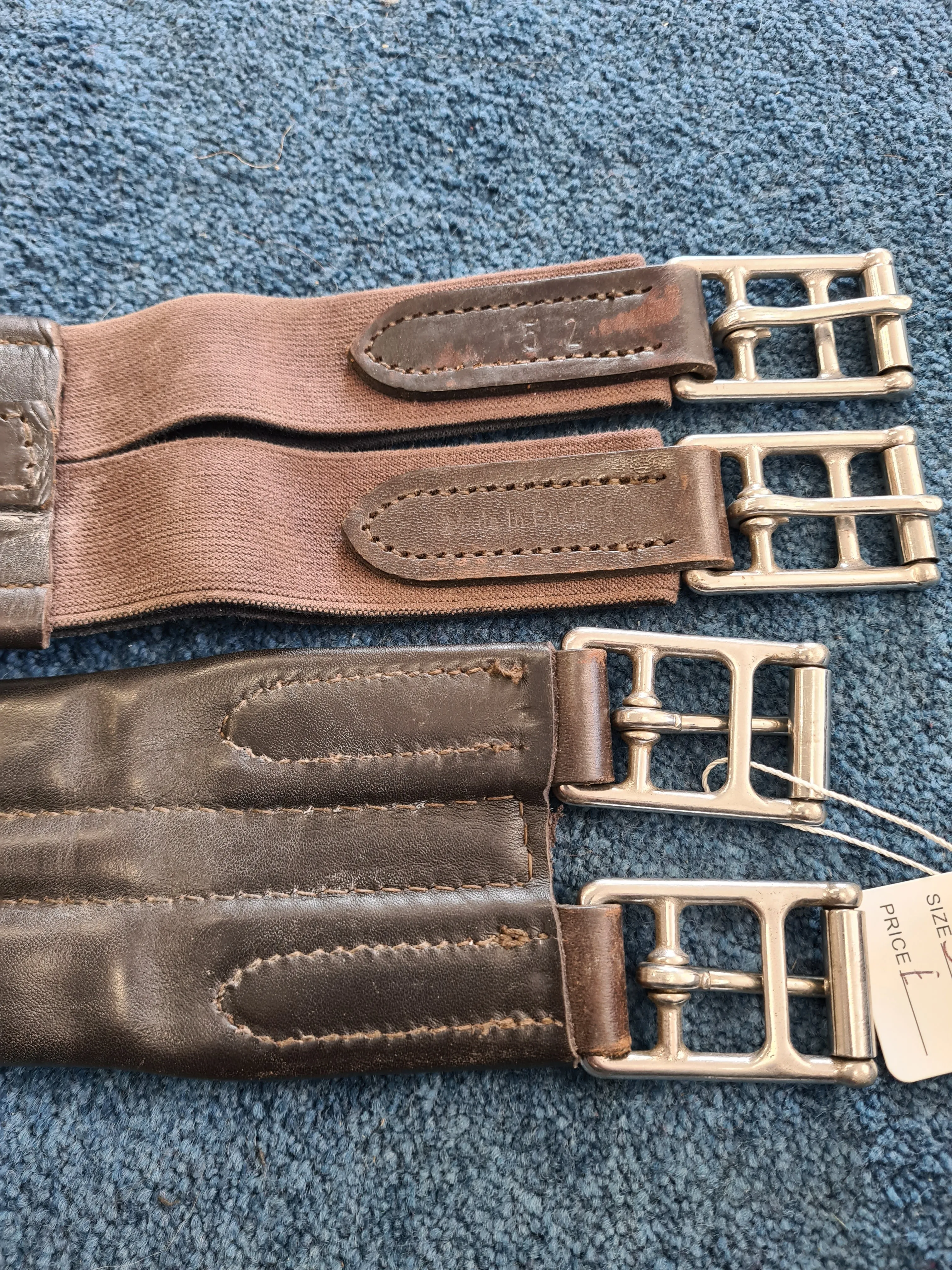 elasticated 52" padded leather girth brown FREE POSTAGE ❤
