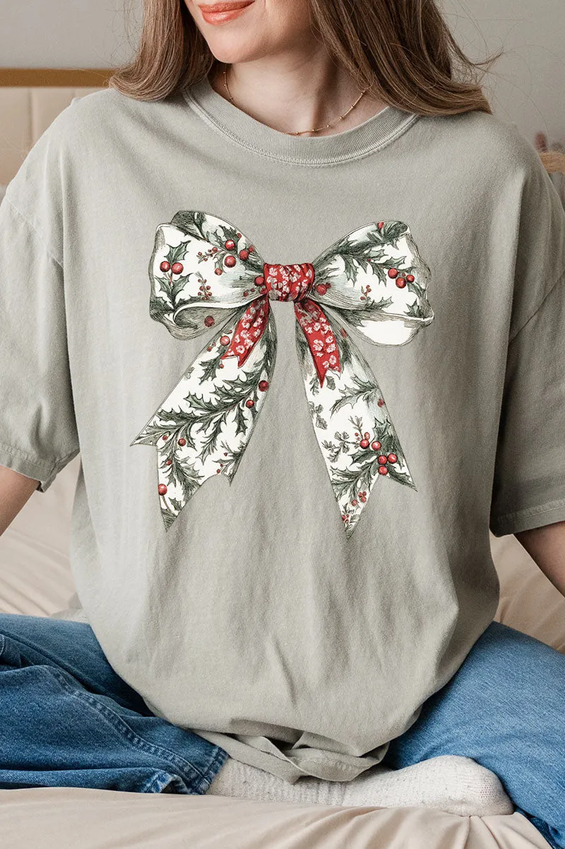 Evergreen Elegant Bow Comfort Colors Adult Ring-Spun Cotton Tee