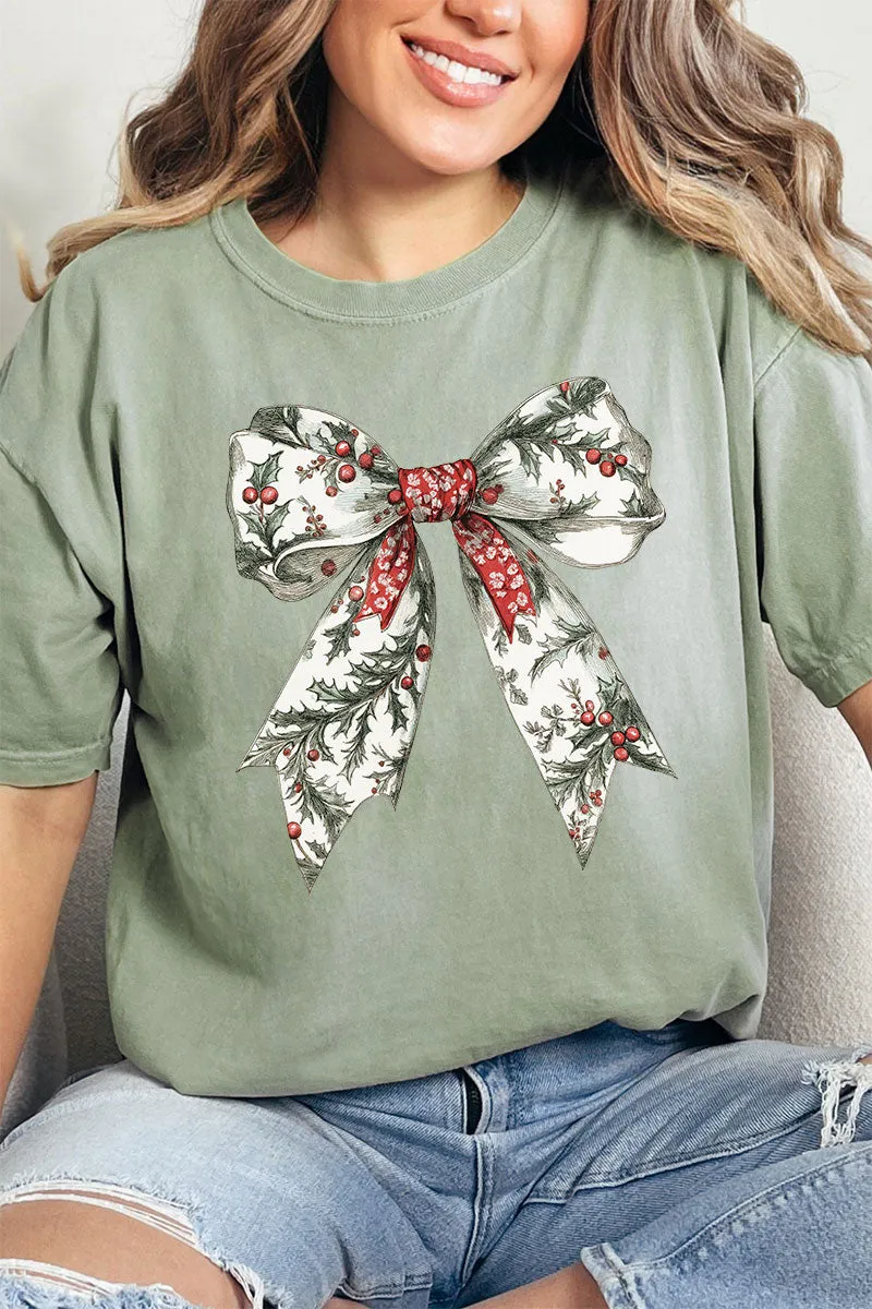 Evergreen Elegant Bow Comfort Colors Adult Ring-Spun Cotton Tee