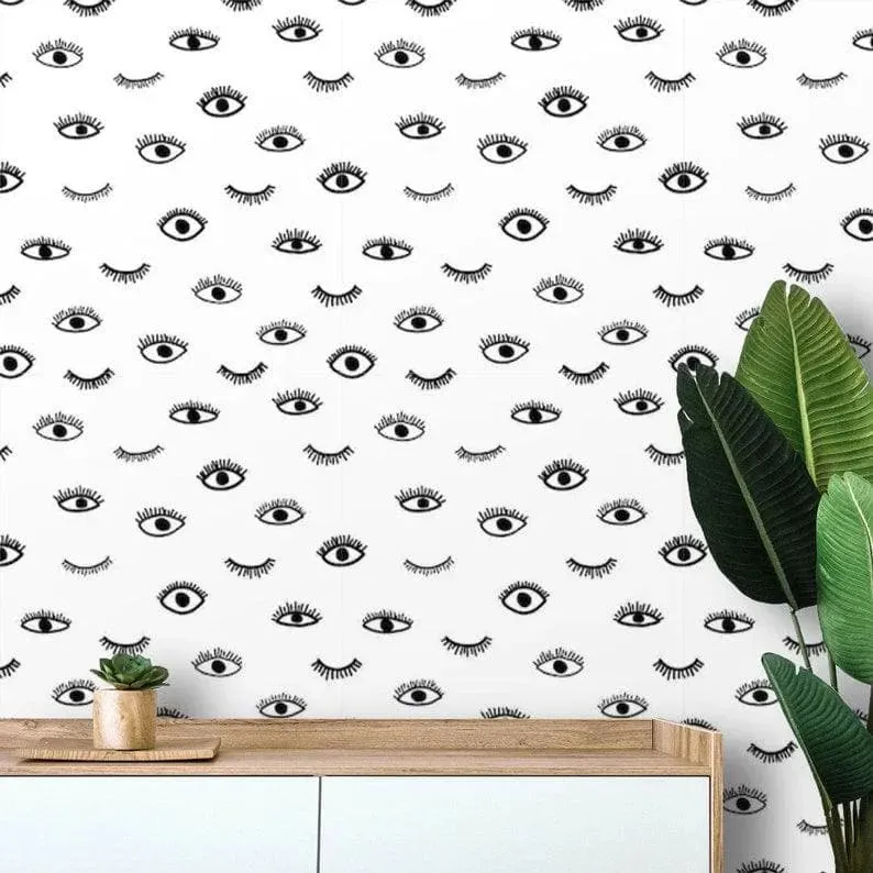 Eyes Minimalist Black and White Wall Paper