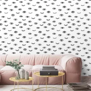 Eyes Minimalist Black and White Wall Paper