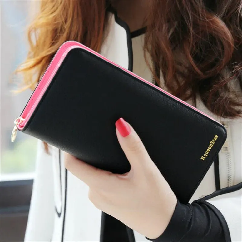 Fashion 7 Colors PU Leather Long Wallets Women Wallets Portable Casual Lady Cash Purse Card Holder Gift