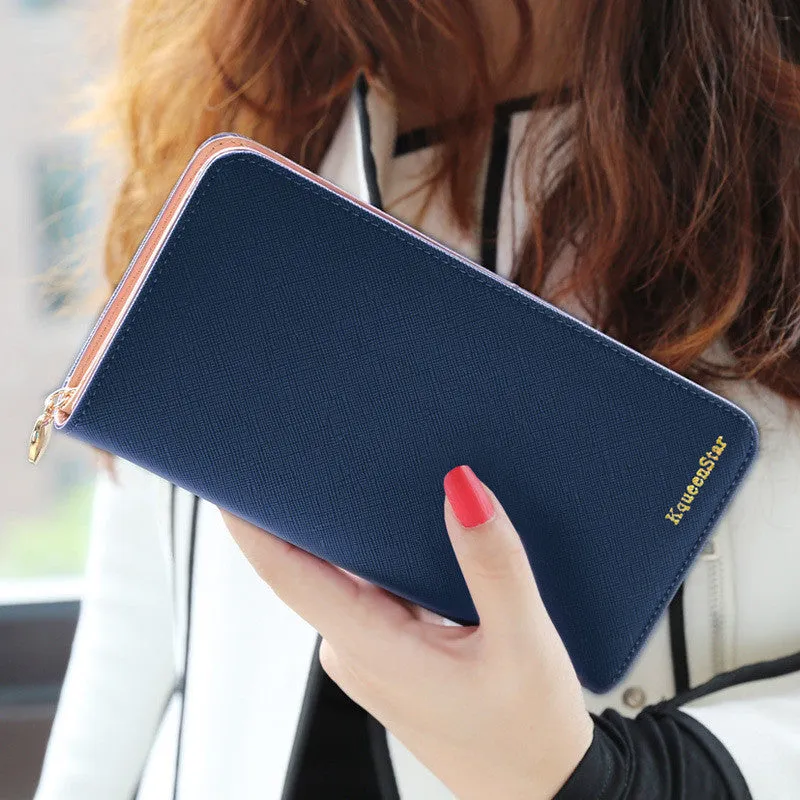 Fashion 7 Colors PU Leather Long Wallets Women Wallets Portable Casual Lady Cash Purse Card Holder Gift