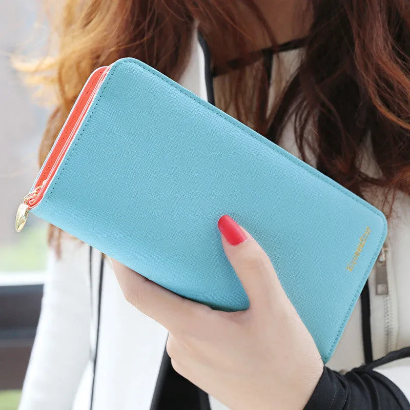 Fashion 7 Colors PU Leather Long Wallets Women Wallets Portable Casual Lady Cash Purse Card Holder Gift