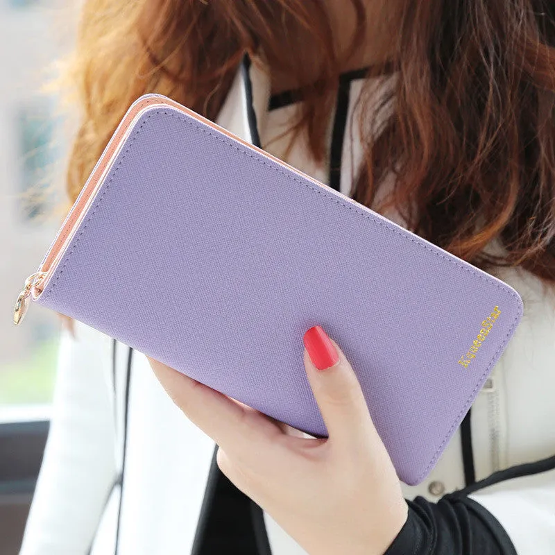 Fashion 7 Colors PU Leather Long Wallets Women Wallets Portable Casual Lady Cash Purse Card Holder Gift
