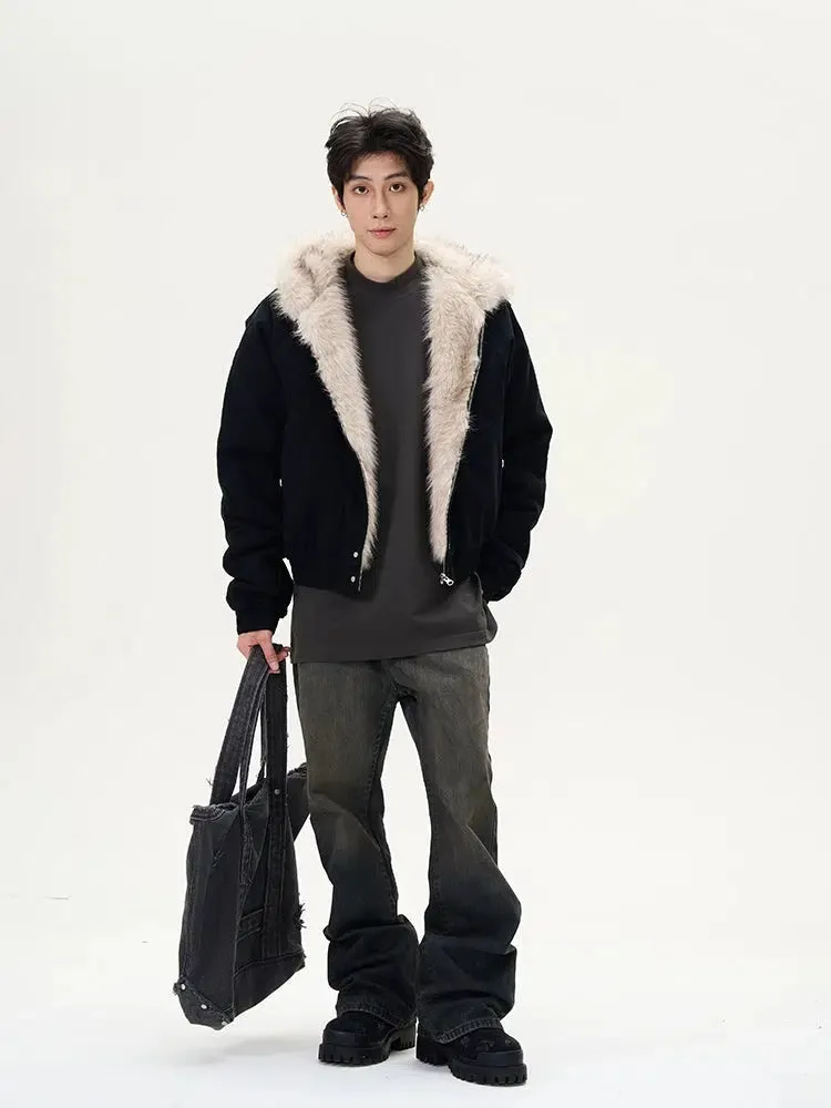 Faux Fur Hooded Cotton-Padded Jacket