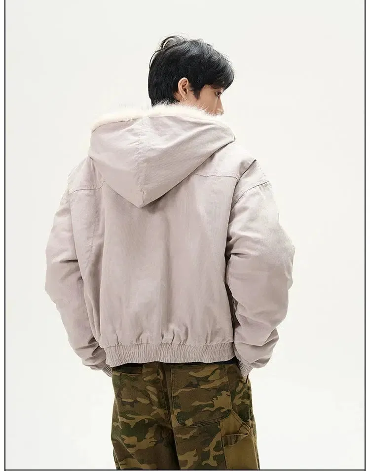 Faux Fur Hooded Cotton-Padded Jacket